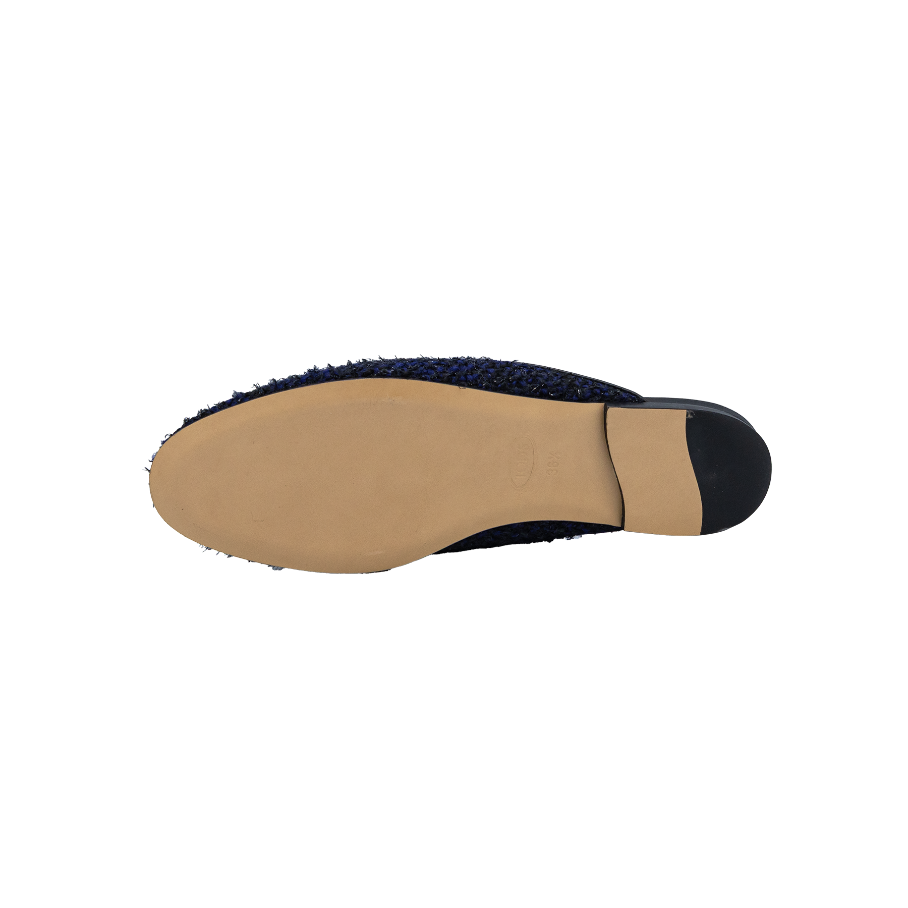 Tods Navy Blue Gommino Collapsible Heel Tweed & Leather Driving Shoes - Size 36.5 