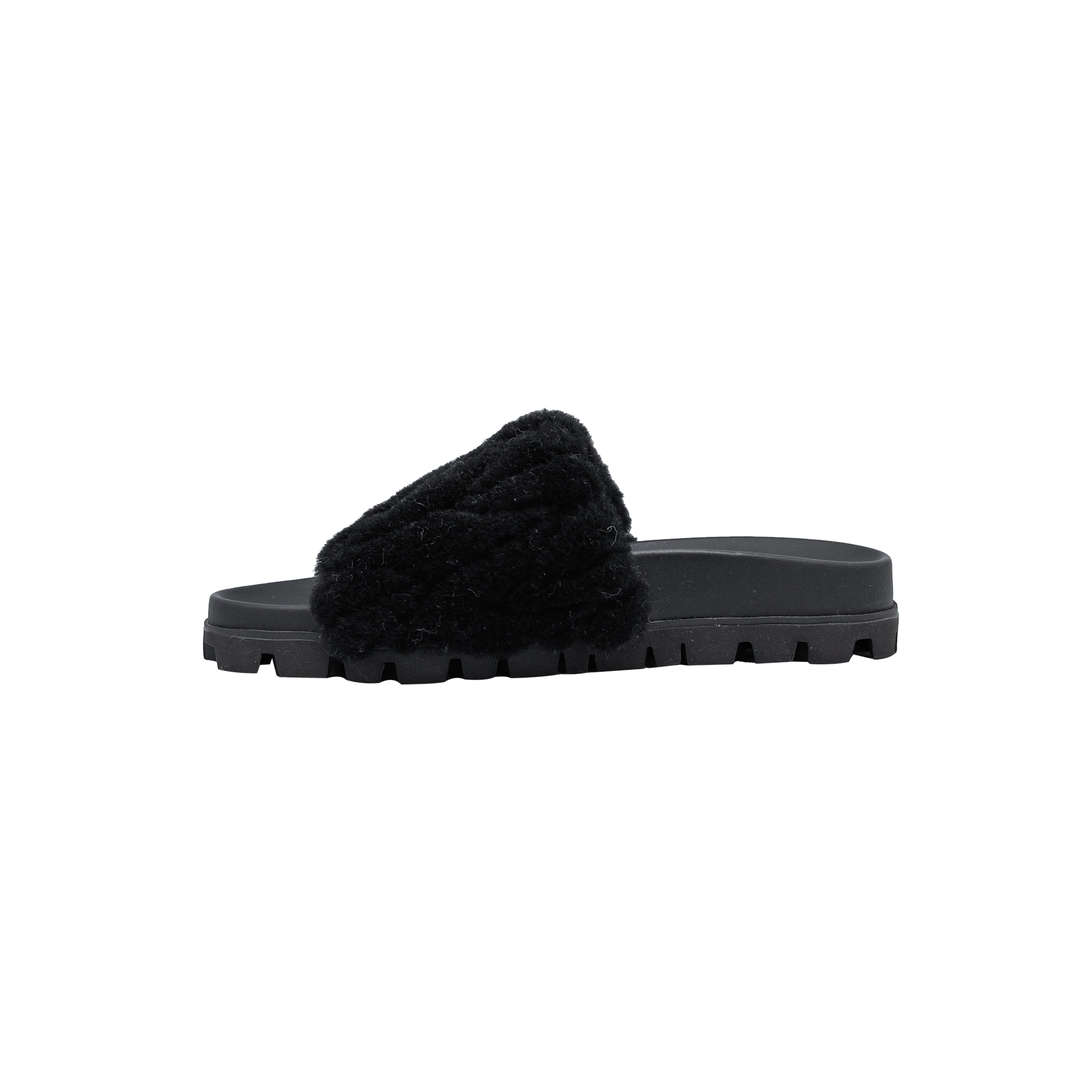 Miu Miu Black Logo Fur Slides - Size 36 