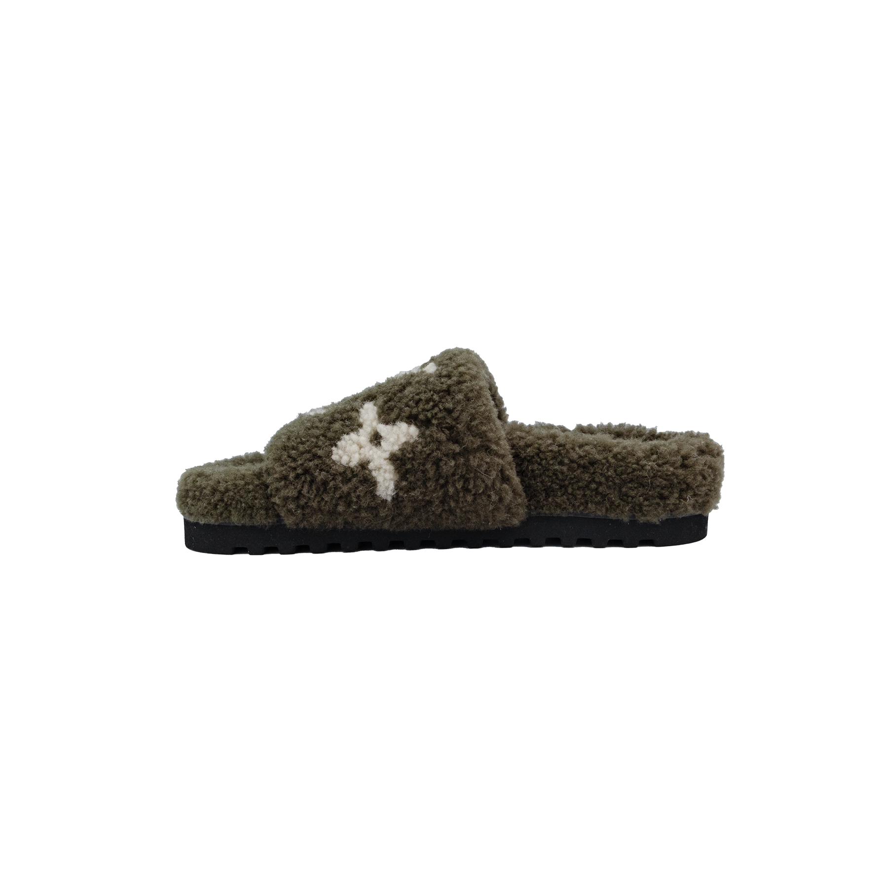 Lois Vuitton Khaki White Shearling Paseo Flat Comfort Mules - Size 36 