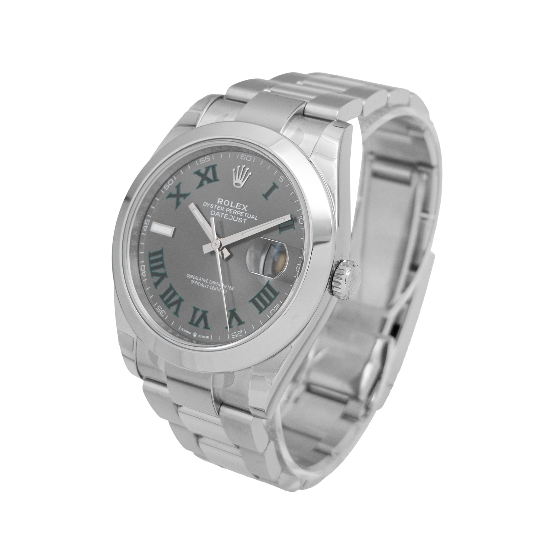 Rolex Datejust 41mm 126300-0014 Wimbledon Slate Grey Dial with Green Roman Numerals - Unworn 2024 