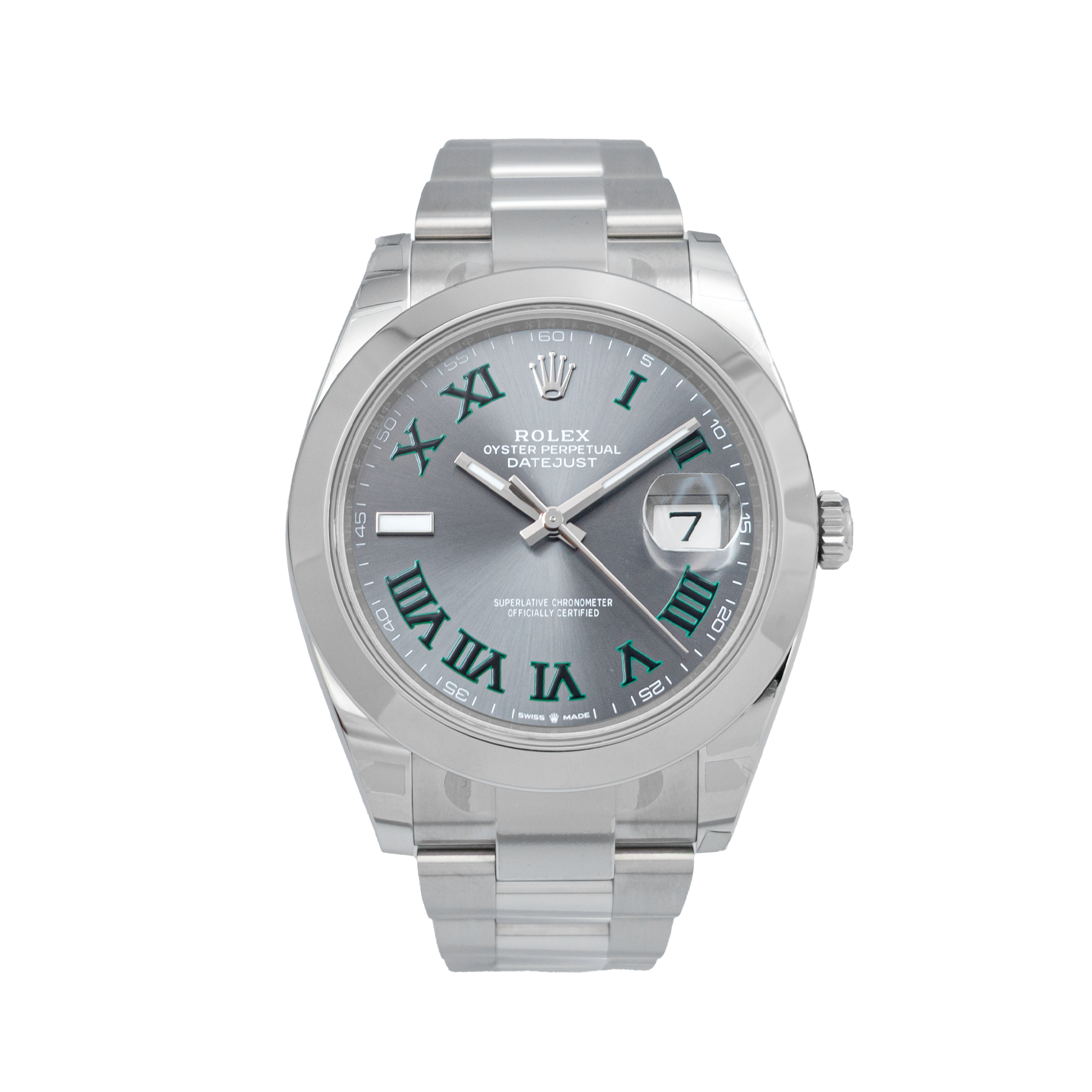 Rolex Datejust 41mm 126300-0014 Wimbledon Slate Grey Dial with Green Roman Numerals - Unworn 2024 