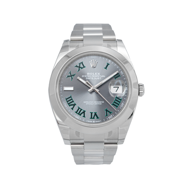 Rolex Datejust 41mm 126300-0014 Wimbledon Slate Grey Dial with Green Roman Numerals - Unworn 2024 