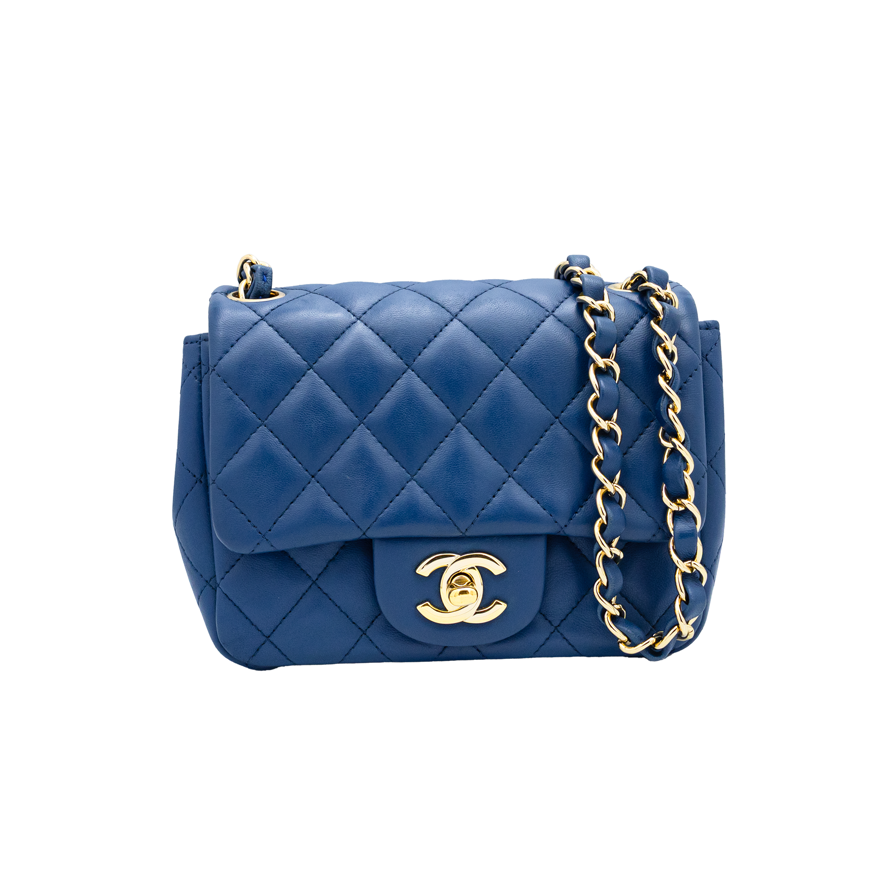 Chanel Blue Quilted Leather Pearl Crush Mini Flap Bag 