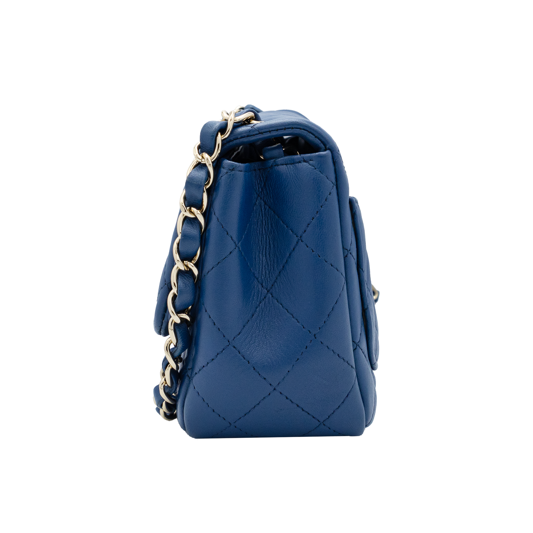 Chanel Blue Quilted Leather Pearl Crush Mini Flap Bag 