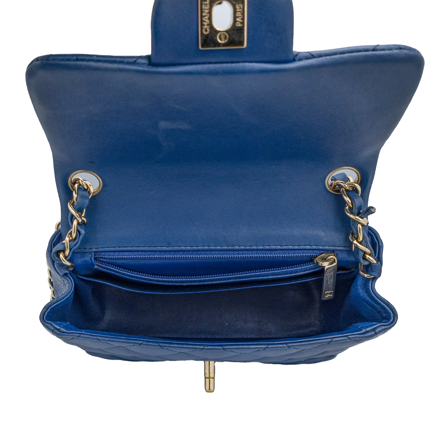 Chanel Blue Quilted Leather Pearl Crush Mini Flap Bag 
