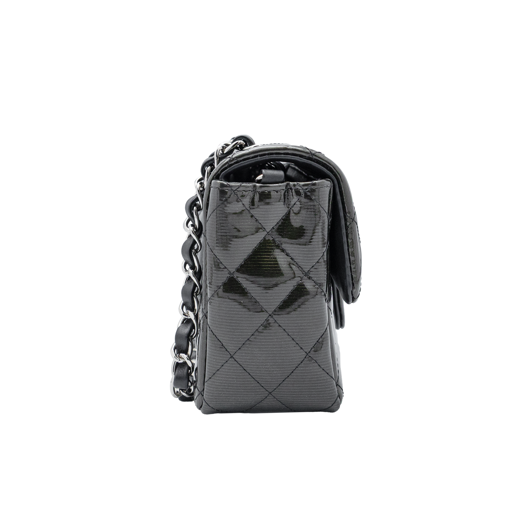 Chanel Olive Quilted Patent Leather Mini Flap Bag 
