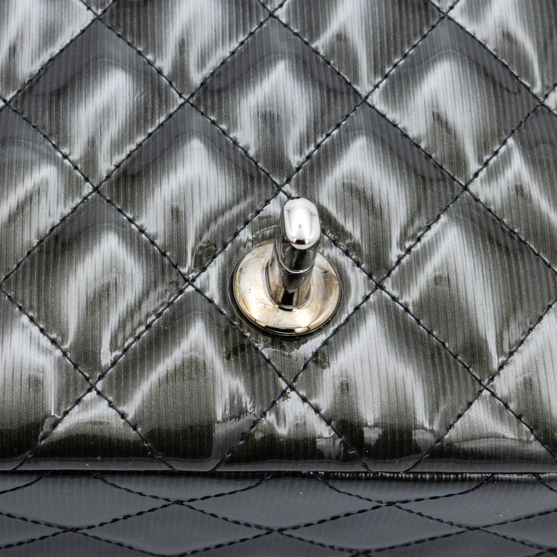 Chanel Olive Quilted Patent Leather Mini Flap Bag 