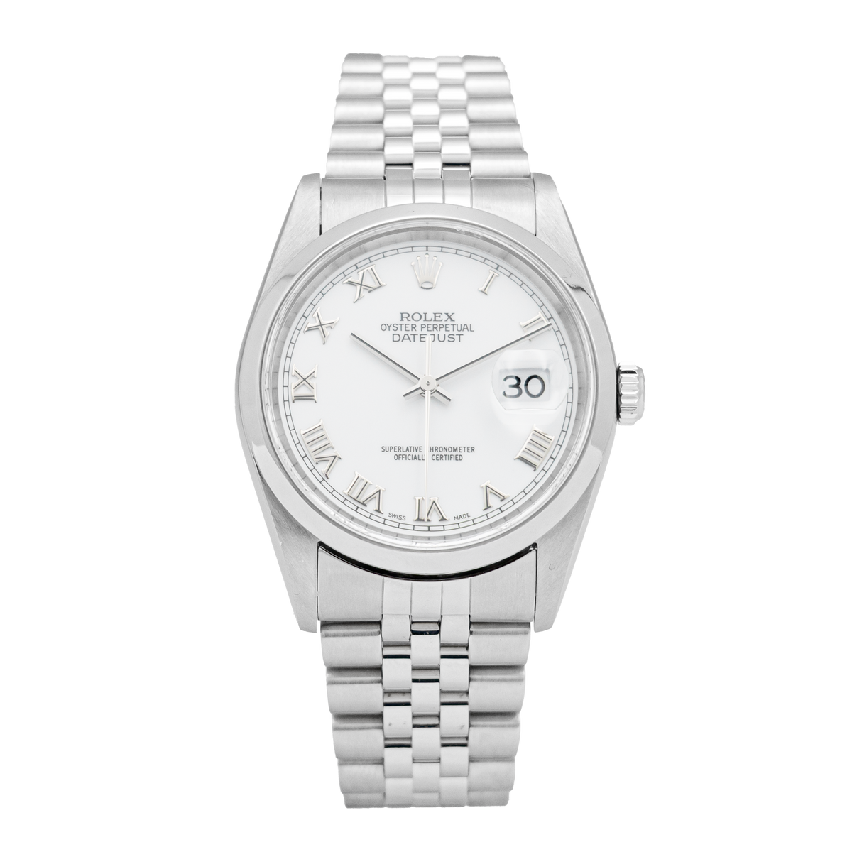 Rolex 16200 36mm Datejust White Roman Dial - 2005 