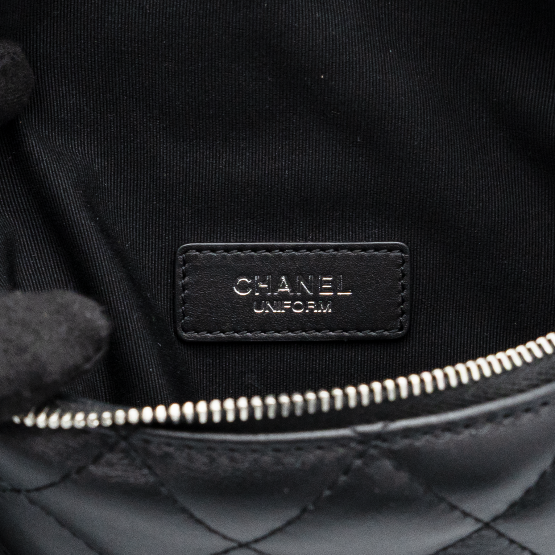 Chanel Uniform Black Quilted Belt Bag 
