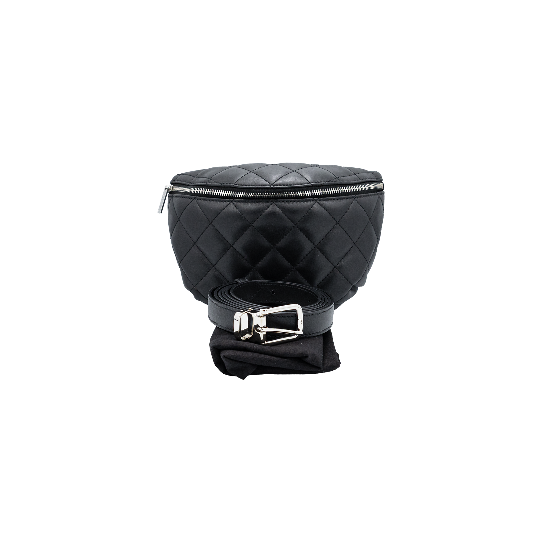Chanel Uniform Black Quilted Belt Bag 