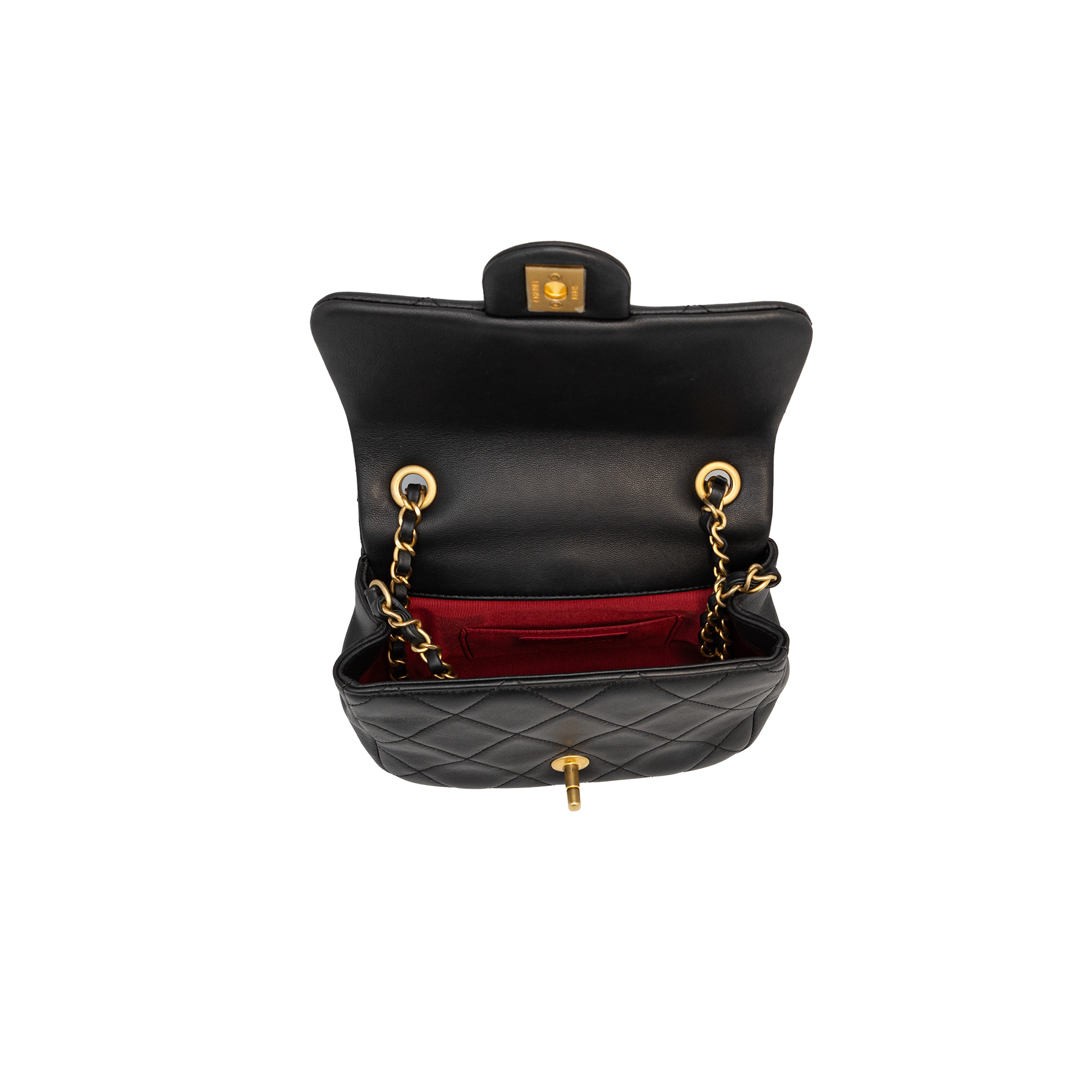 Chanel Lambskin Quilted Small Circular Handle Bag in Black 