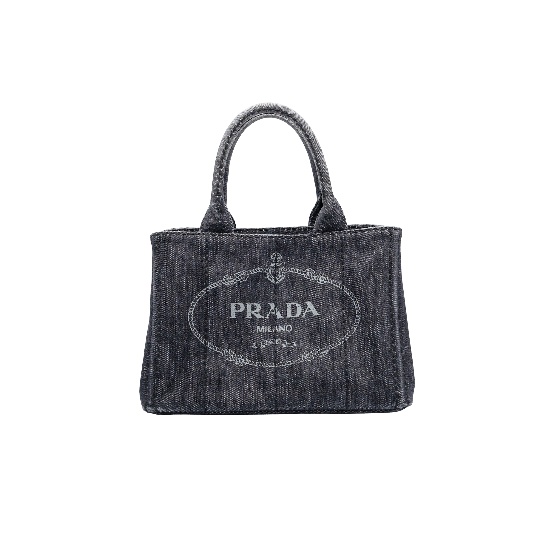 Prada Canapa Tote in Charcoal Denim 