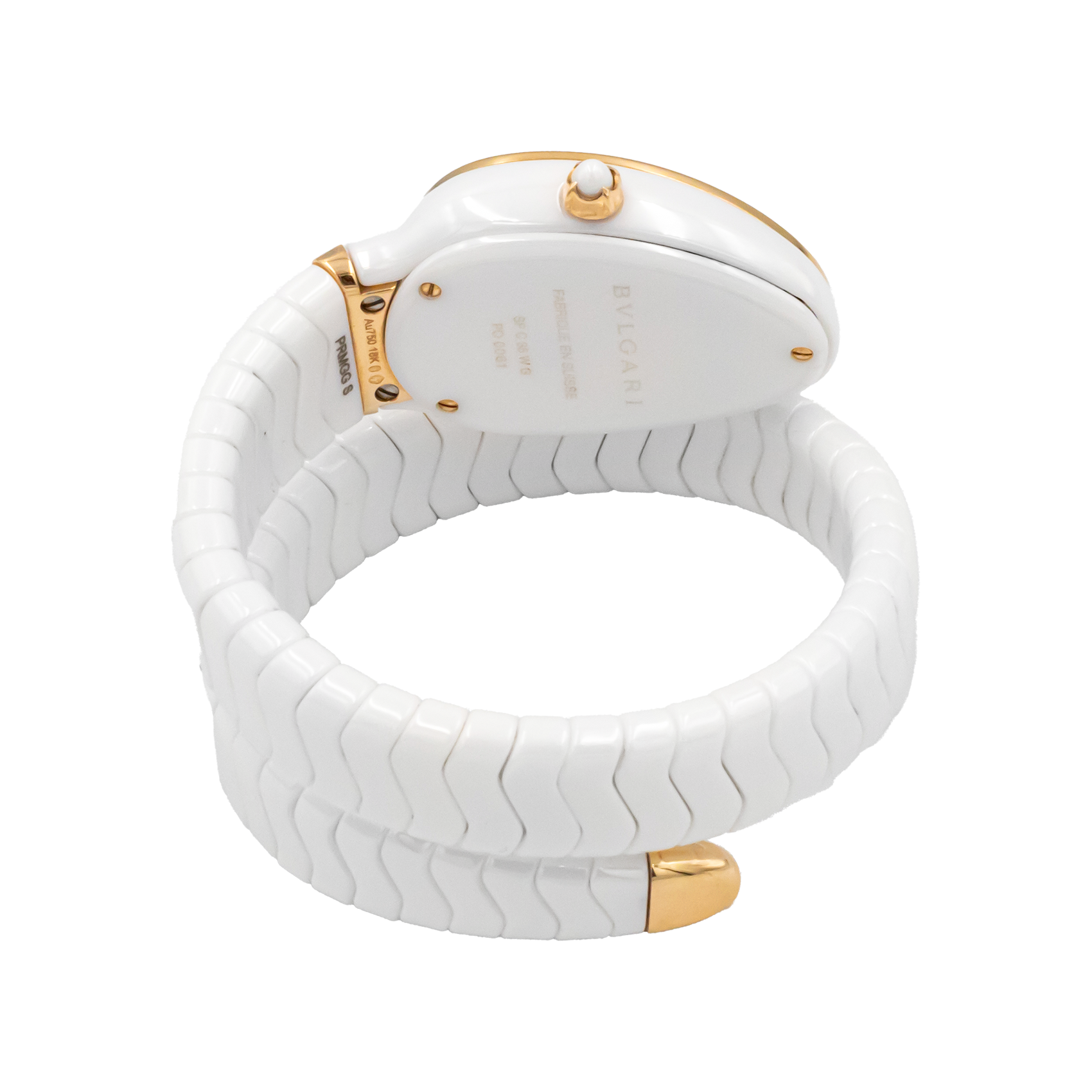 Bvlgari Serpenti Spiga Rose-Gold White Ceramic and Diamond
