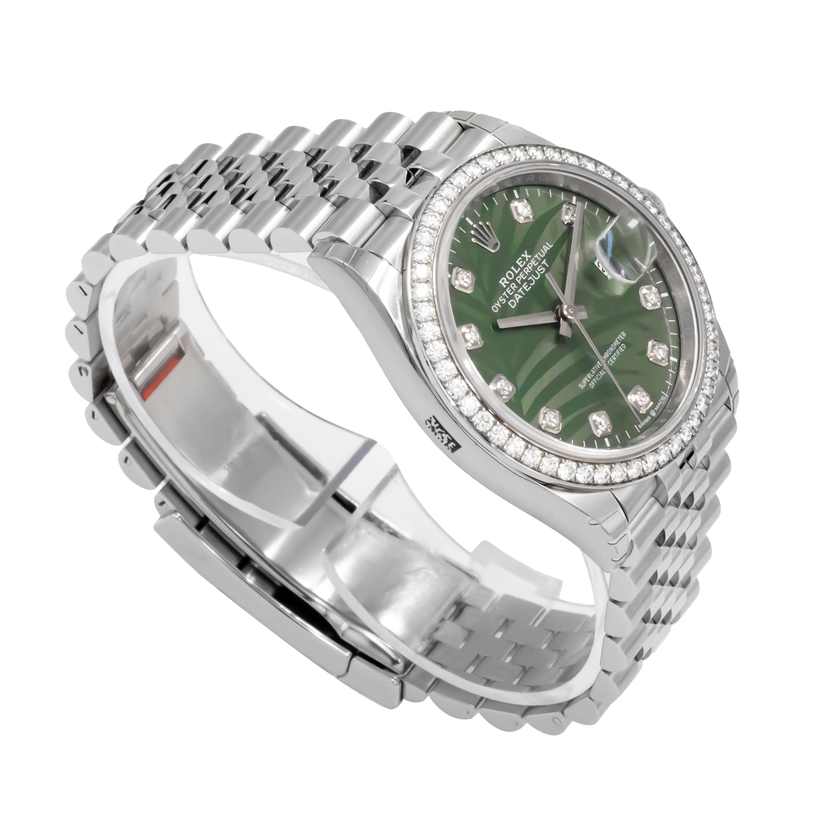 Rolex 126284RBR Datejust 36mm - Olive Green Palm Diamond Dial