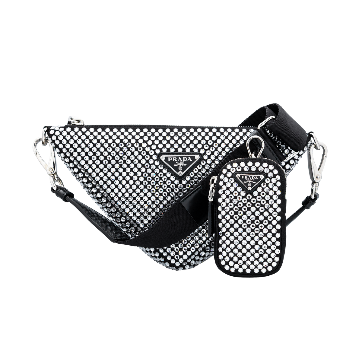 Prada Crystal-Embellished Triangle Shoulder Bag 