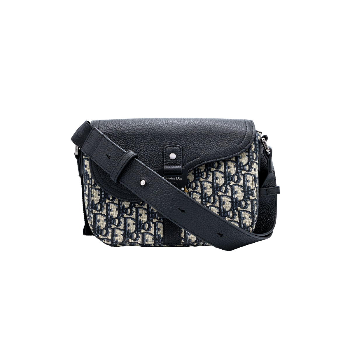 Christian Dior Oblique Jacquard Grained Calfskin Small Saddle Messenger Bag 