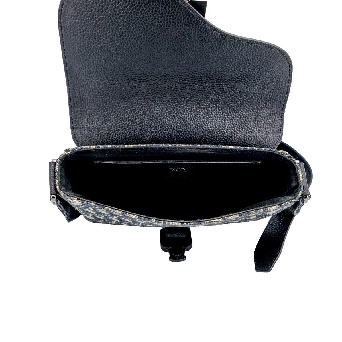 Christian Dior Oblique Jacquard Grained Calfskin Small Saddle Messenger Bag 