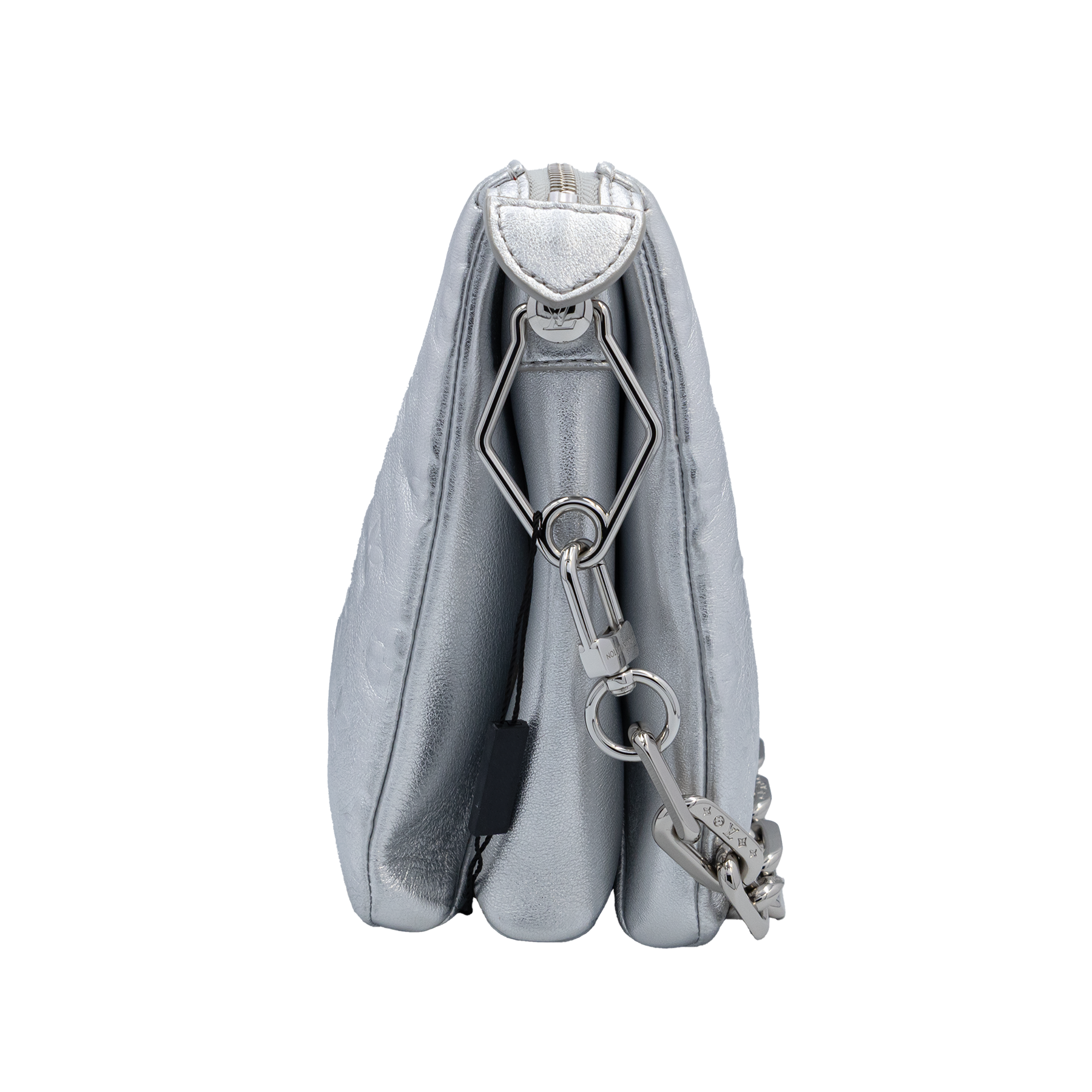 Louis Vuitton Metallic Silver Puffy Monogram Embossed Coussin PM Bag