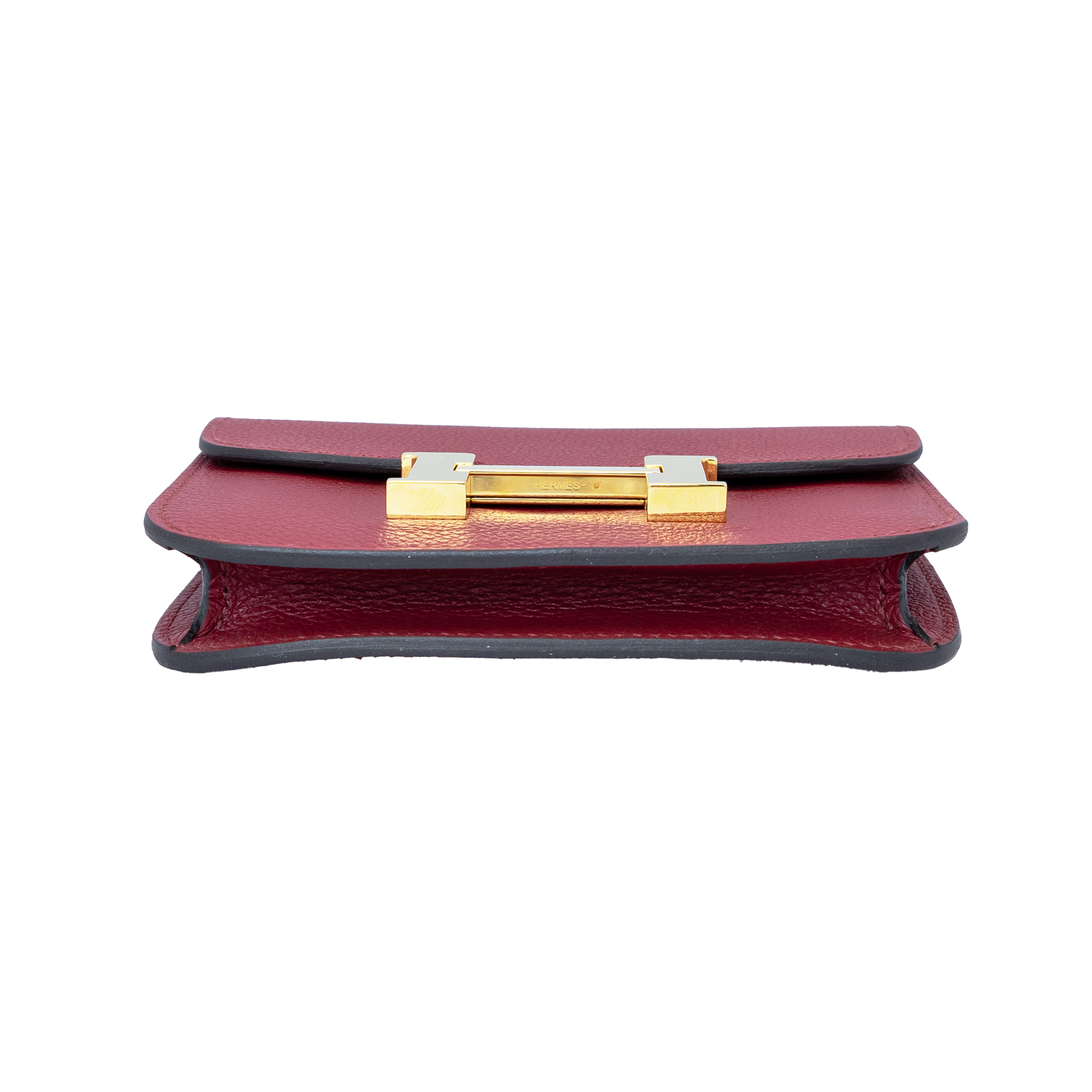 Hermes Rouge H Constance Evercolor Slim Wallet