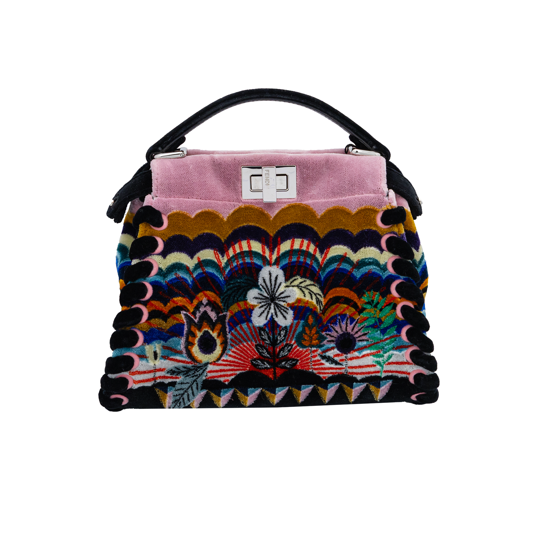 Fendi Peekaboo Embroidered Velvet Mini Bag