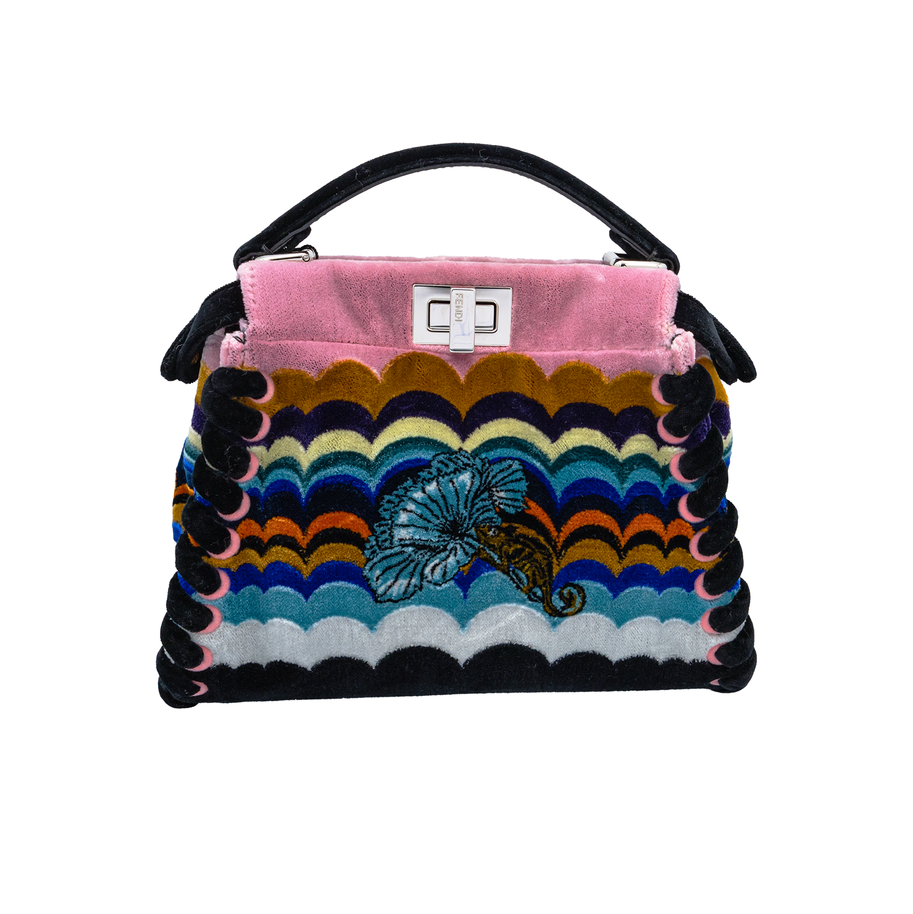 Fendi Peekaboo Embroidered Velvet Mini Bag