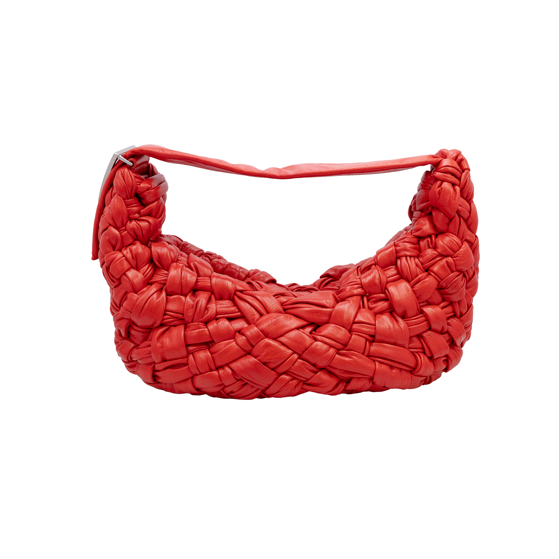 Bottega Veneta Red Nail Polish Intrecciato Banana Shoulder Bag