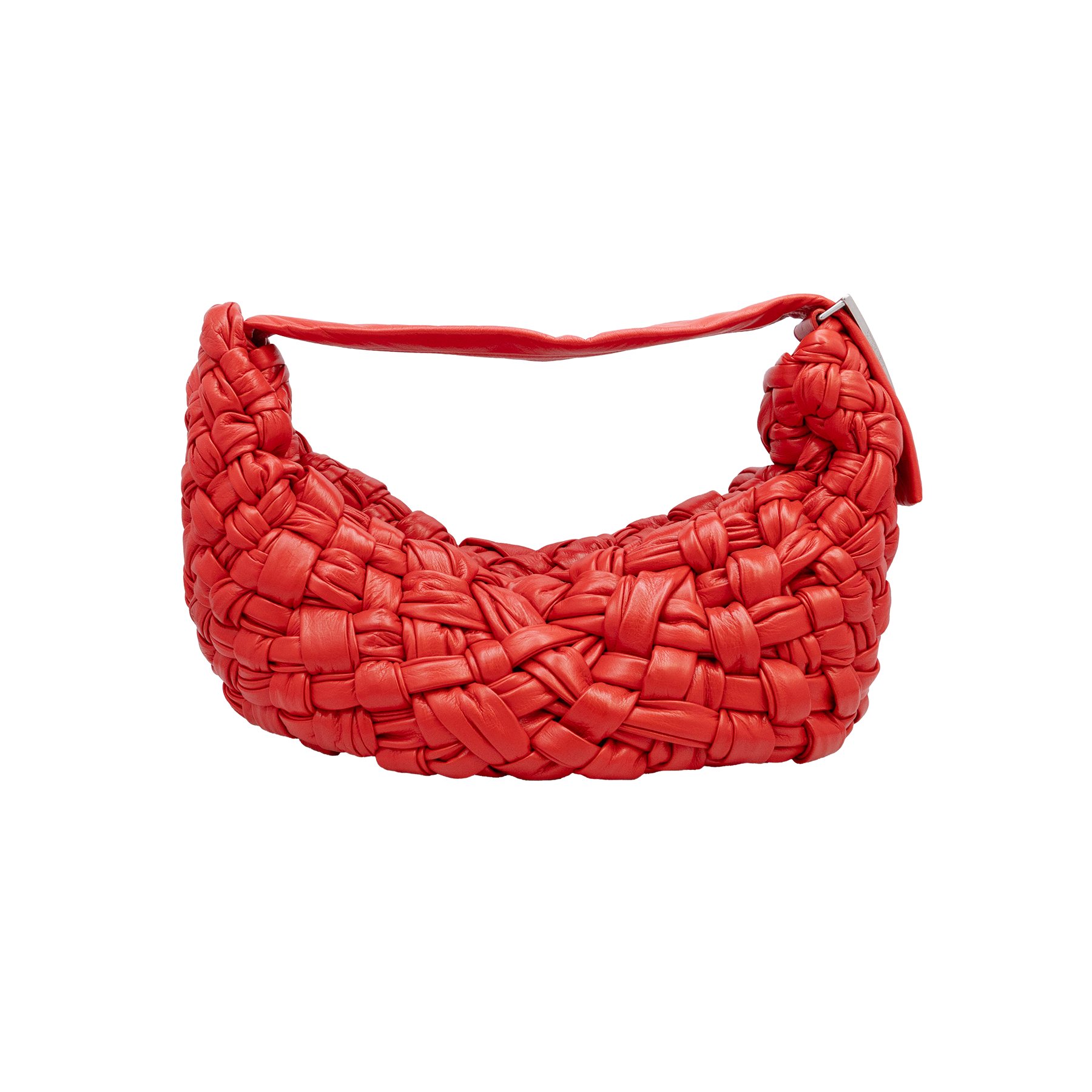 Bottega Veneta Red Nail Polish Intrecciato Banana Shoulder Bag