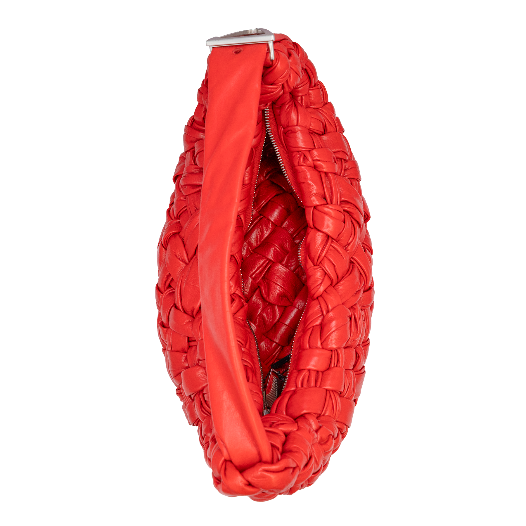 Bottega Veneta Red Nail Polish Intrecciato Banana Shoulder Bag