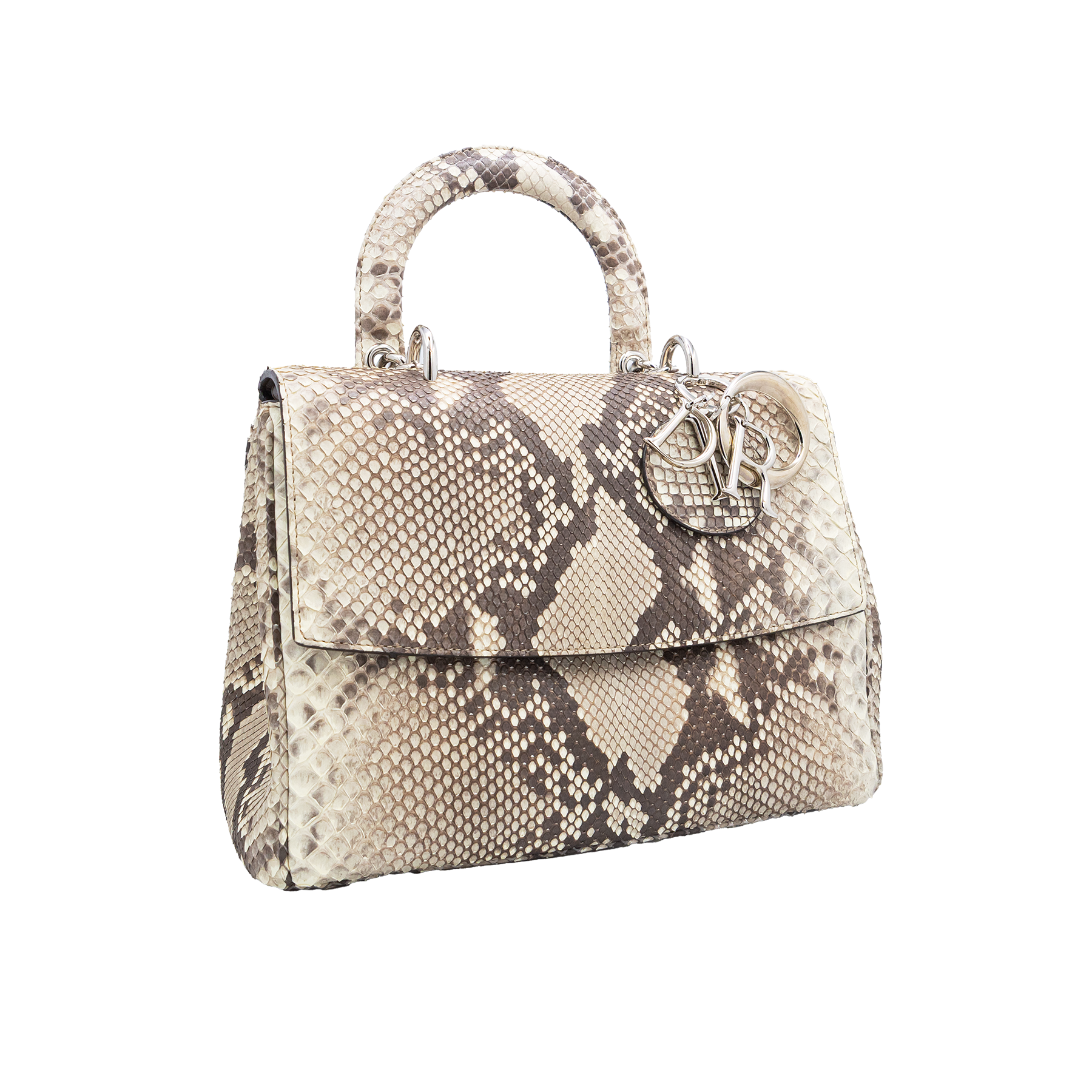 Dior Beige Python Medium Be Dior Flap Top Handle Bag