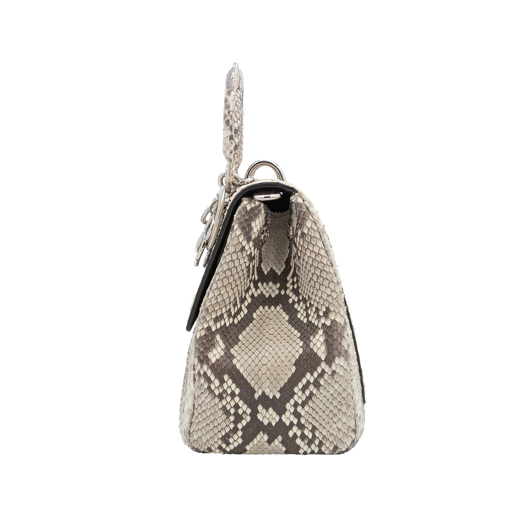 Dior Beige Python Medium Be Dior Flap Top Handle Bag