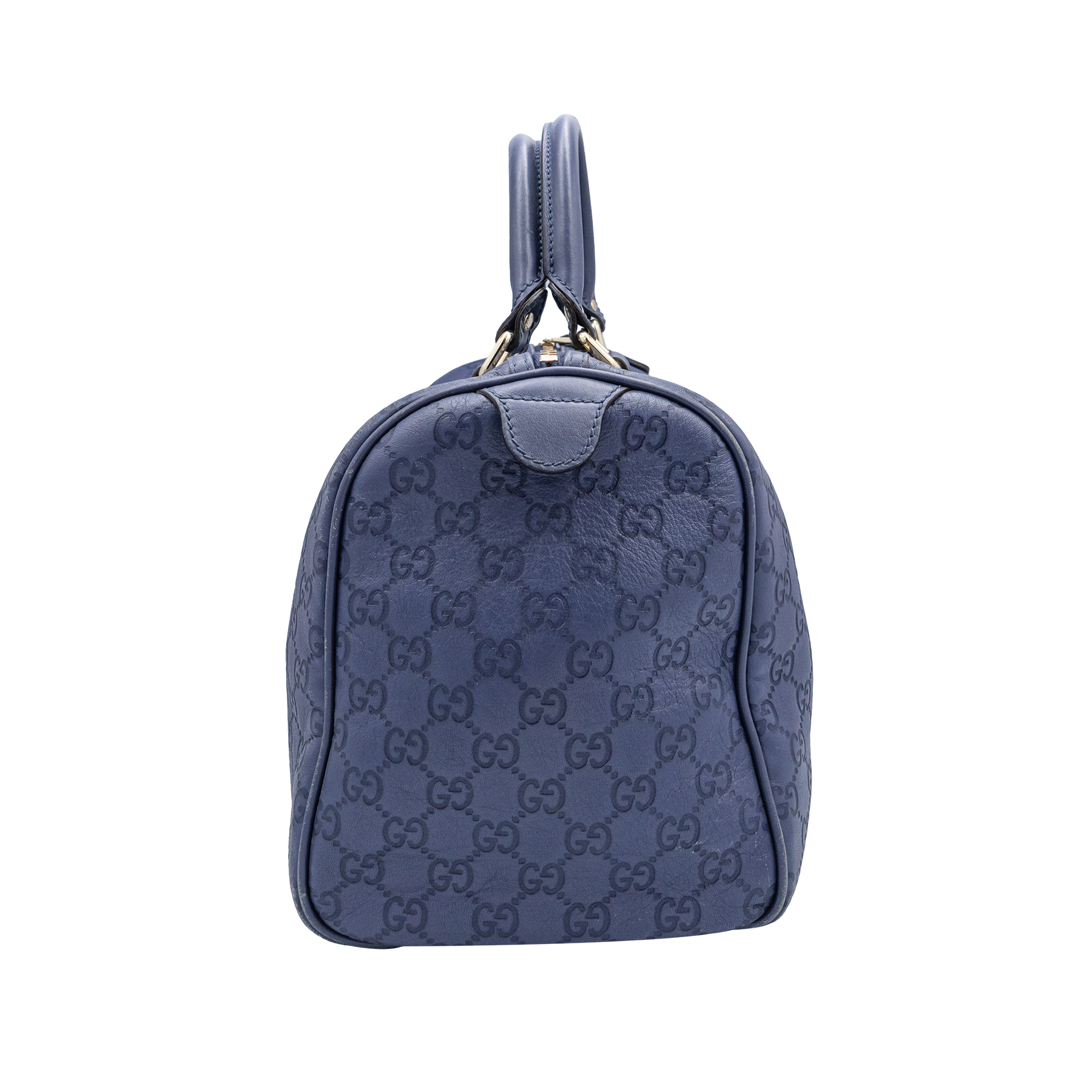 Gucci Navy Blue Guccissima Leather Medium Joy Boston Bag