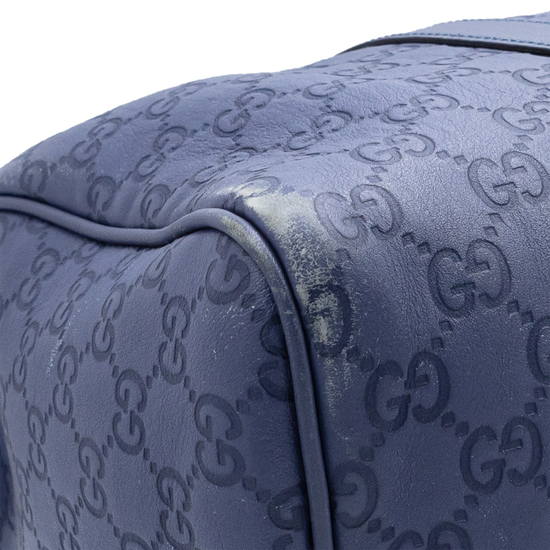 Gucci Navy Blue Guccissima Leather Medium Joy Boston Bag