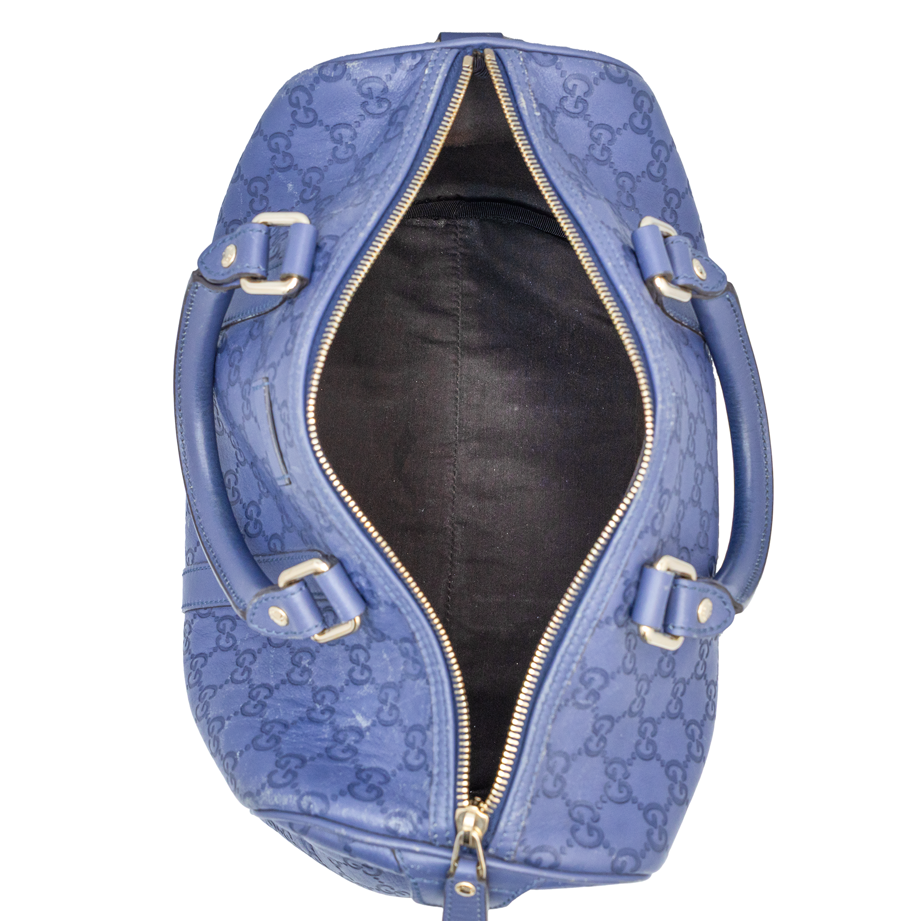 Gucci Navy Blue Guccissima Leather Medium Joy Boston Bag