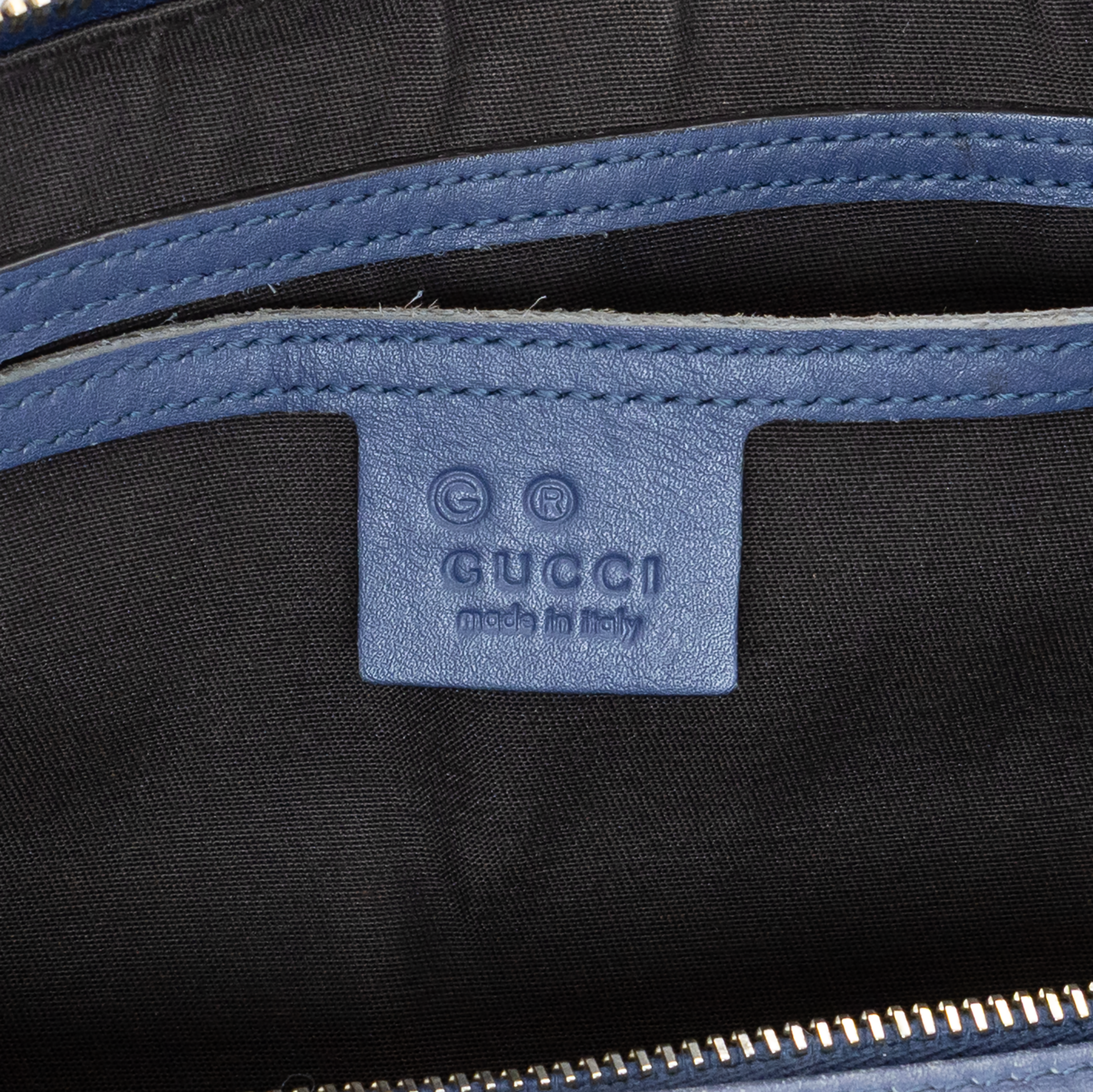 Gucci Navy Blue Guccissima Leather Medium Joy Boston Bag