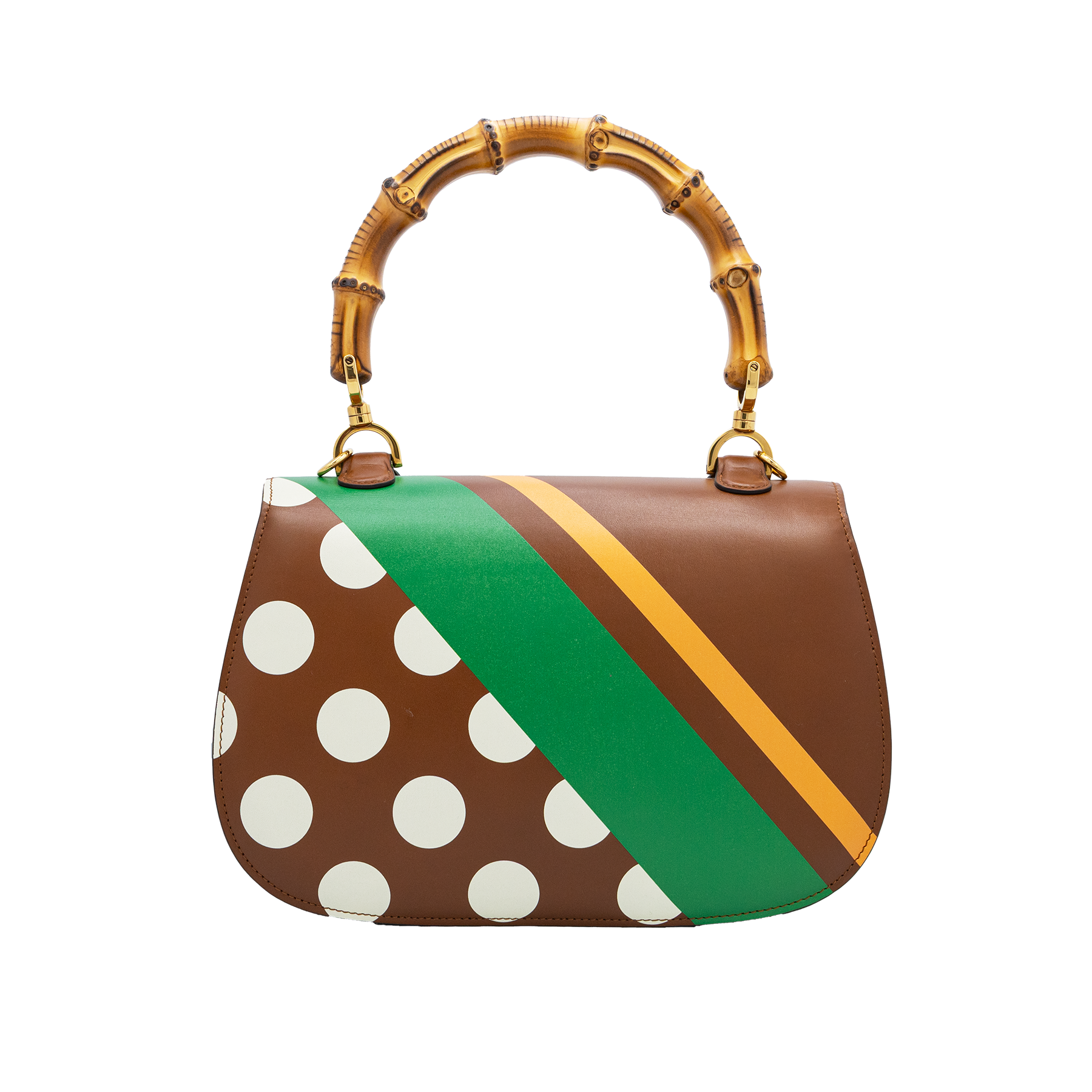 Gucci Bamboo 1947 Limited Edition Geometric Print Leather Medium Top Handle Bag