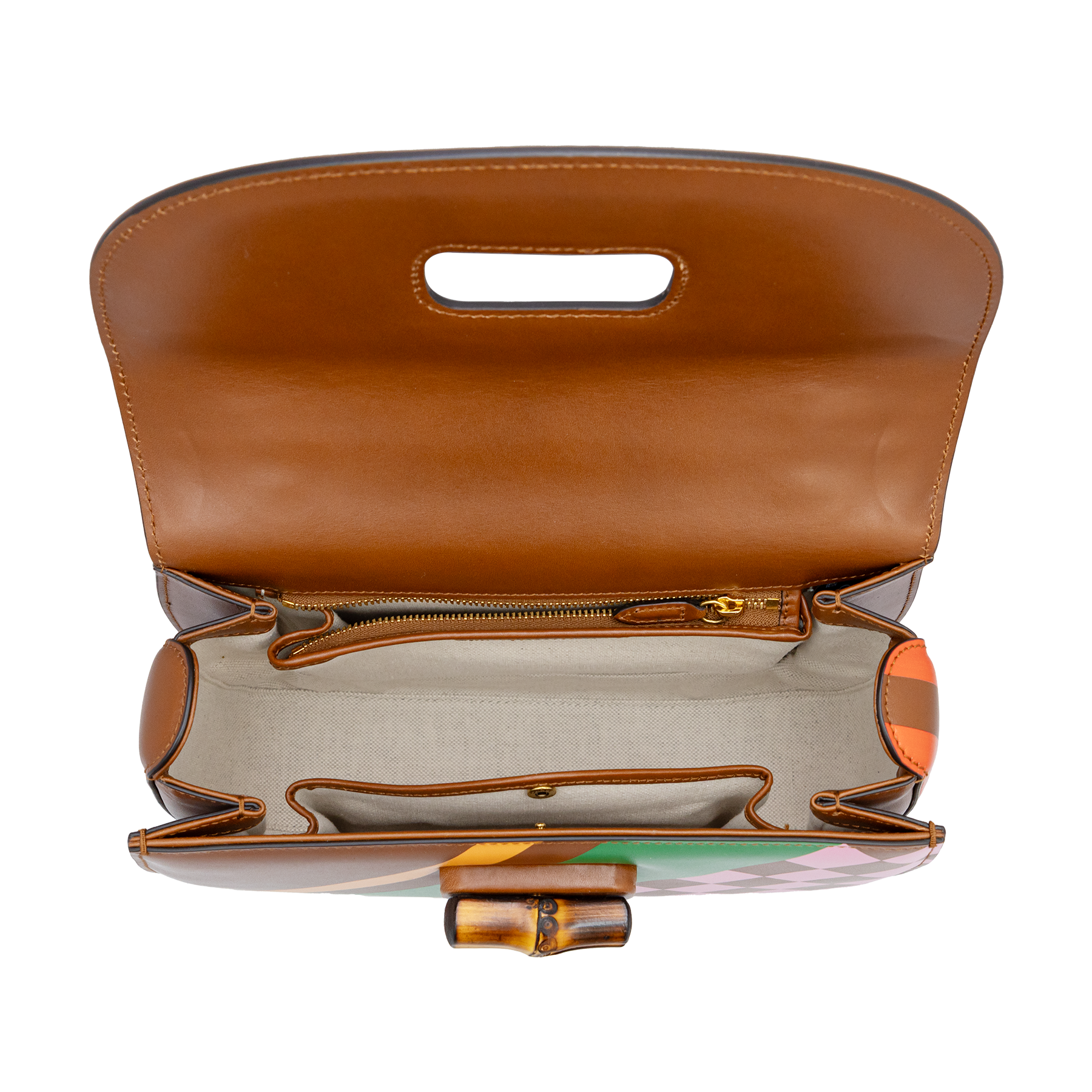 Gucci Bamboo 1947 Limited Edition Geometric Print Leather Medium Top Handle Bag