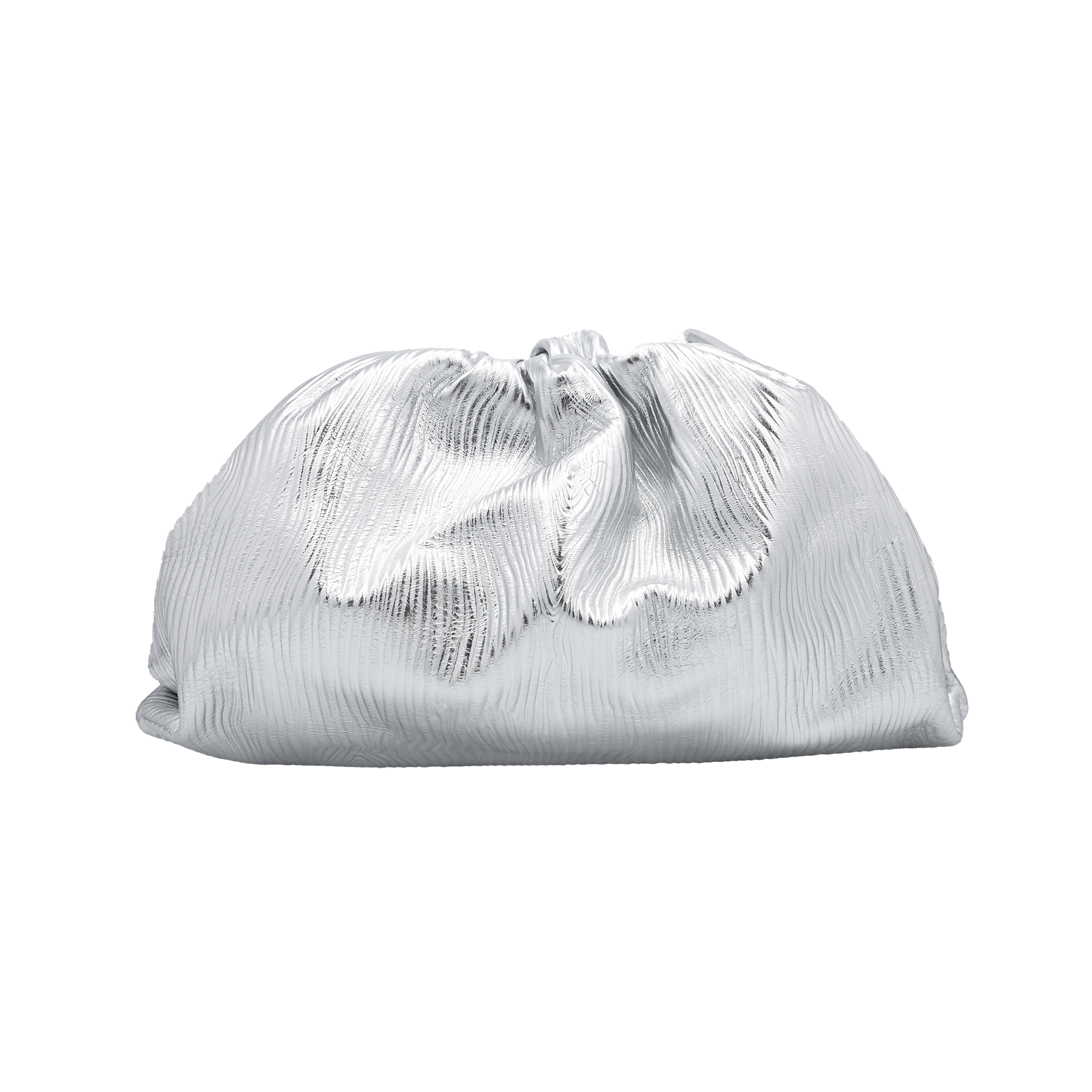 Bottega Veneta - SILVER METALLIC LEATHER THE POUCH CLUTCH SILVERY My Store