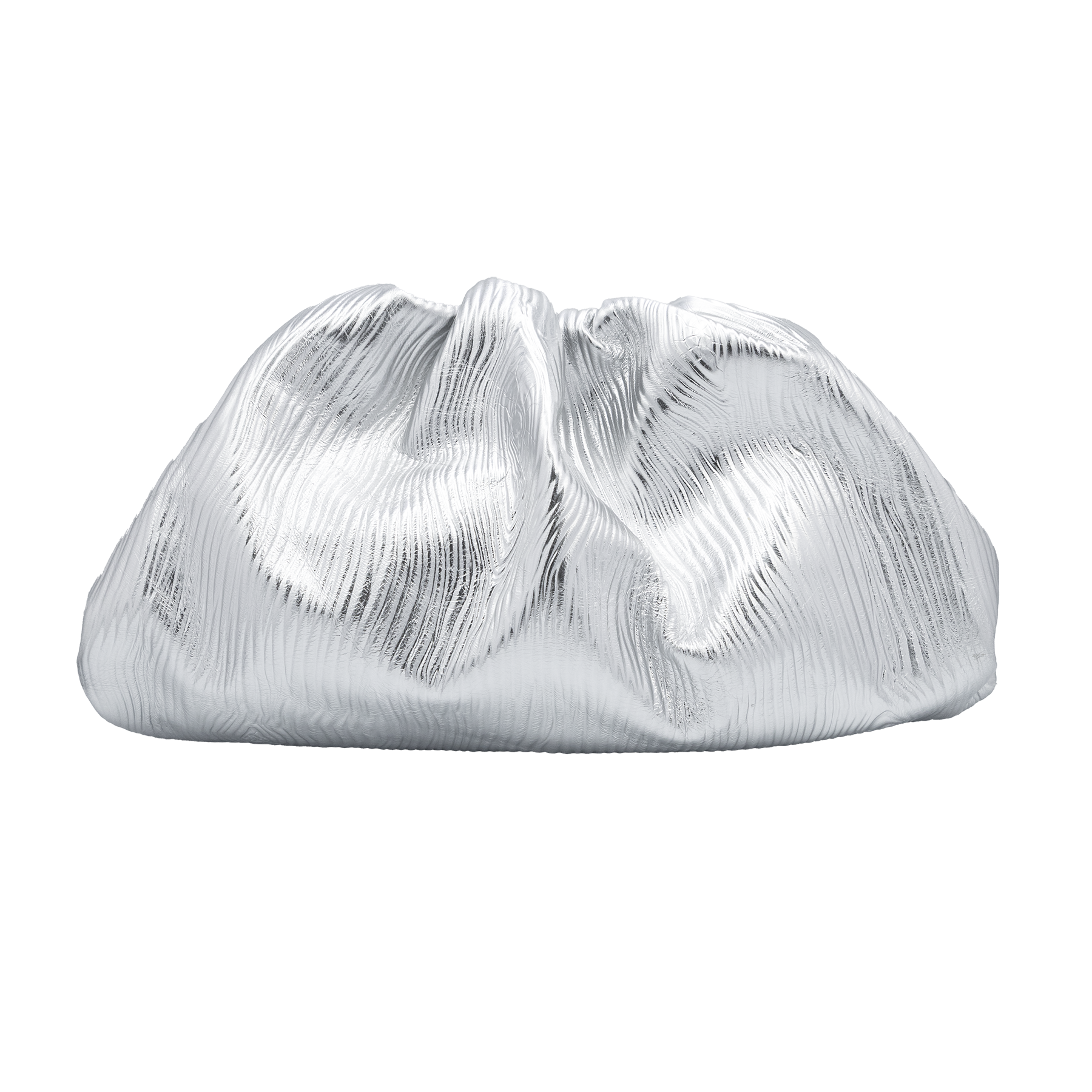 Bottega Veneta - SILVER METALLIC LEATHER THE POUCH CLUTCH SILVERY My Store