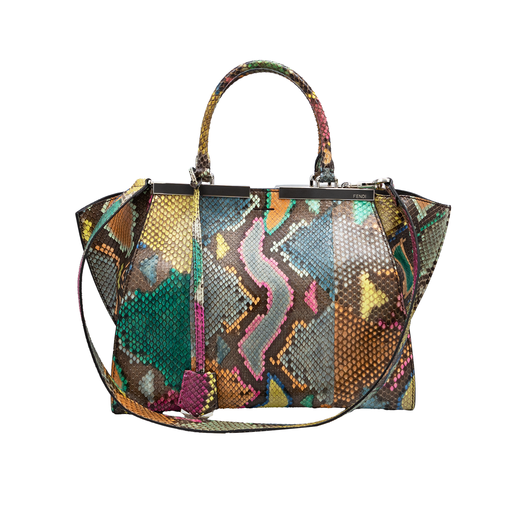 FENDI 3JOURS SMALL MULTICOLOR PYTHON AND LEATHER TOTE BAG 8BH879 5QF 168 0501 My Store