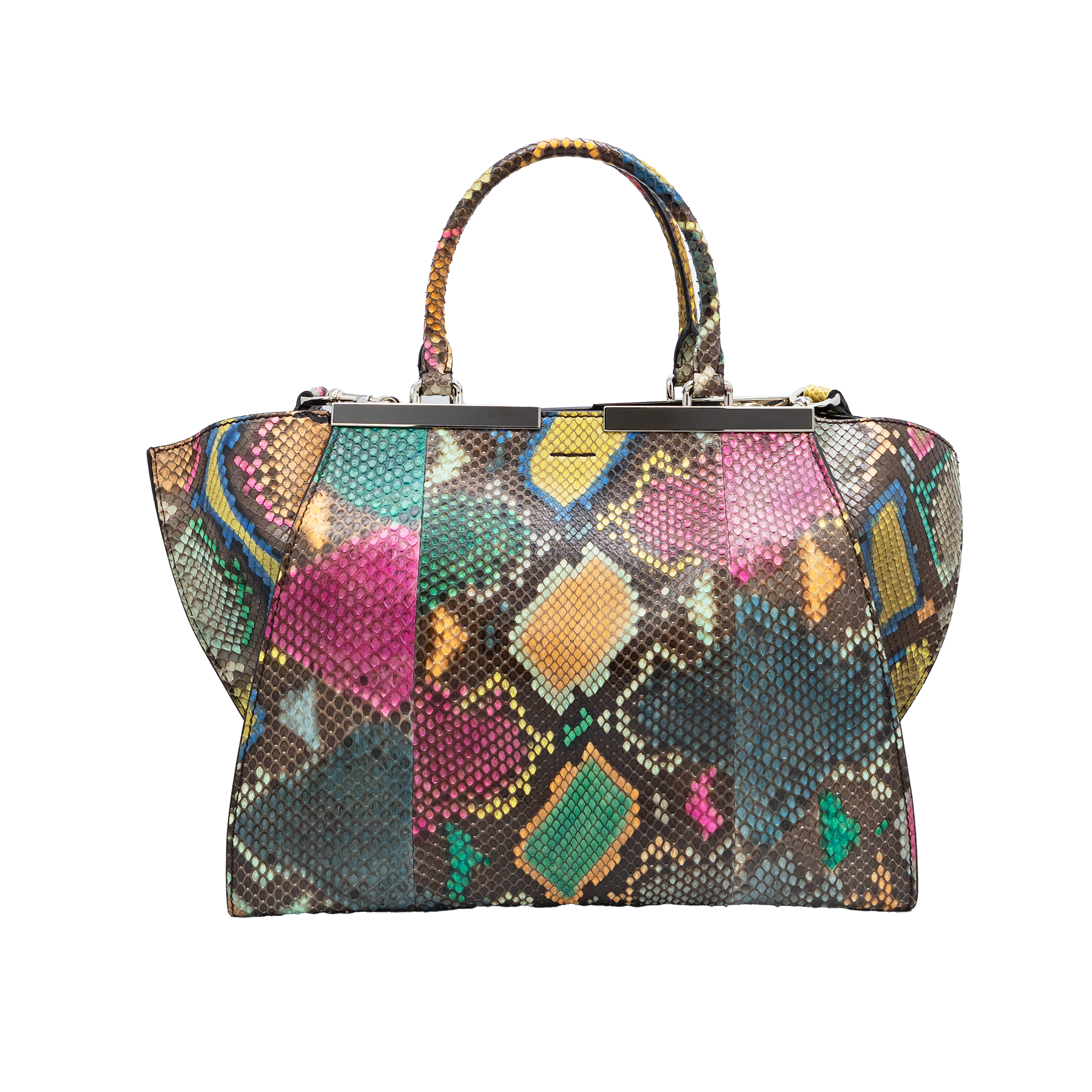 FENDI 3JOURS SMALL MULTICOLOR PYTHON AND LEATHER TOTE BAG 8BH879 5QF 168 0501 My Store