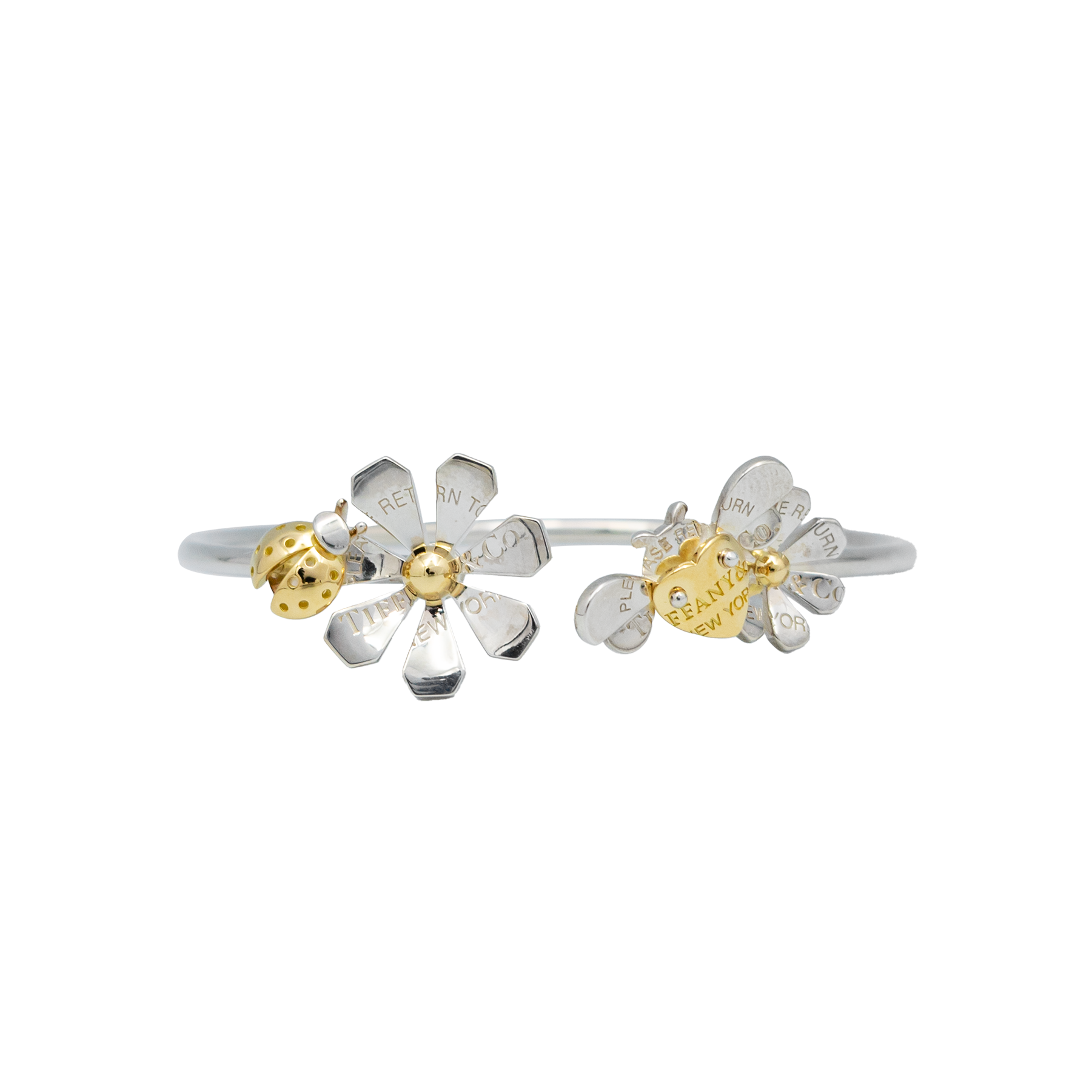Tiffany & Co. - Return to Tiffany Love Bugs ladybug flower bangle in sterling silver and 18k gold 