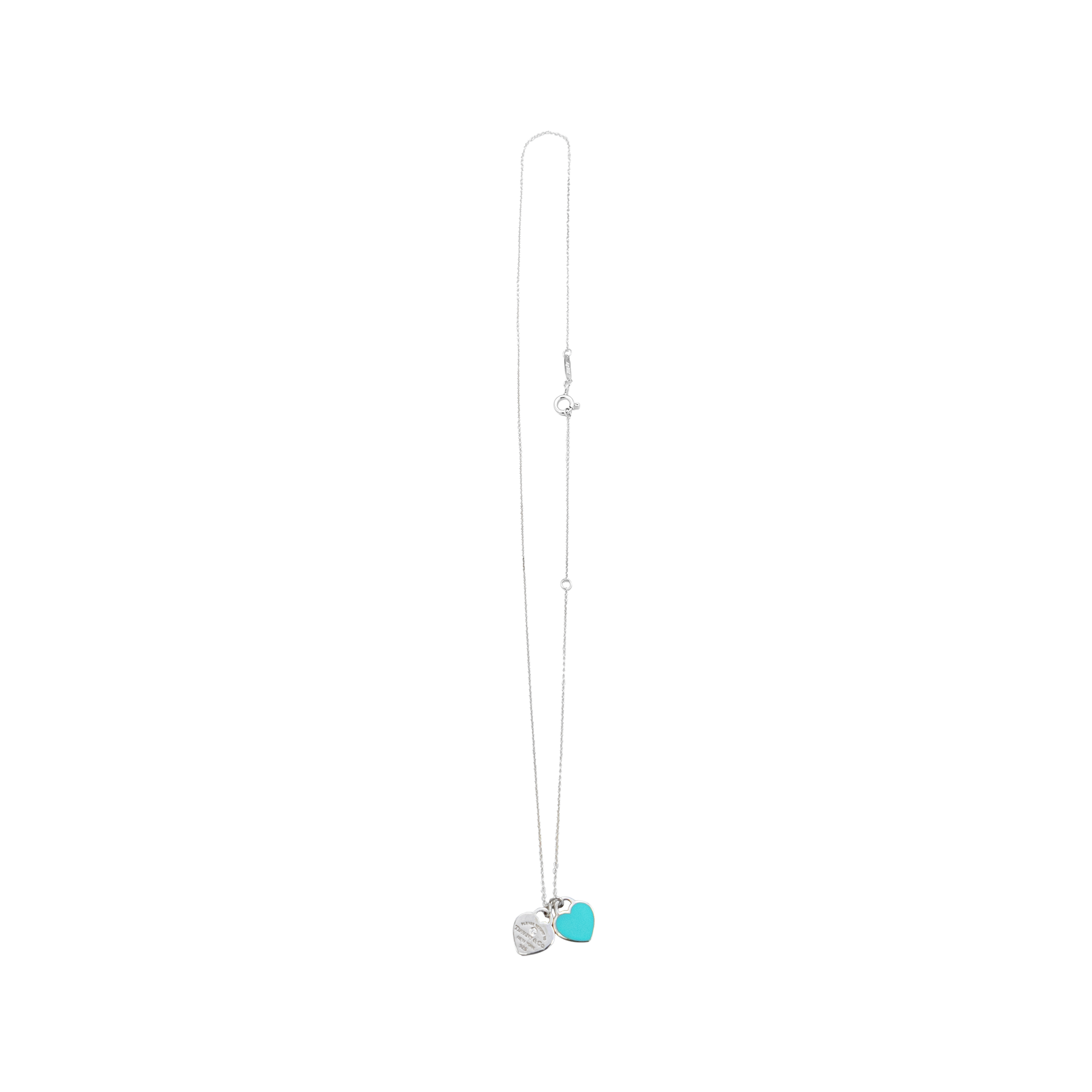 Tiffany & Co Heart Pendant in Silver - Tiffany Blue with a Diamond Necklace 