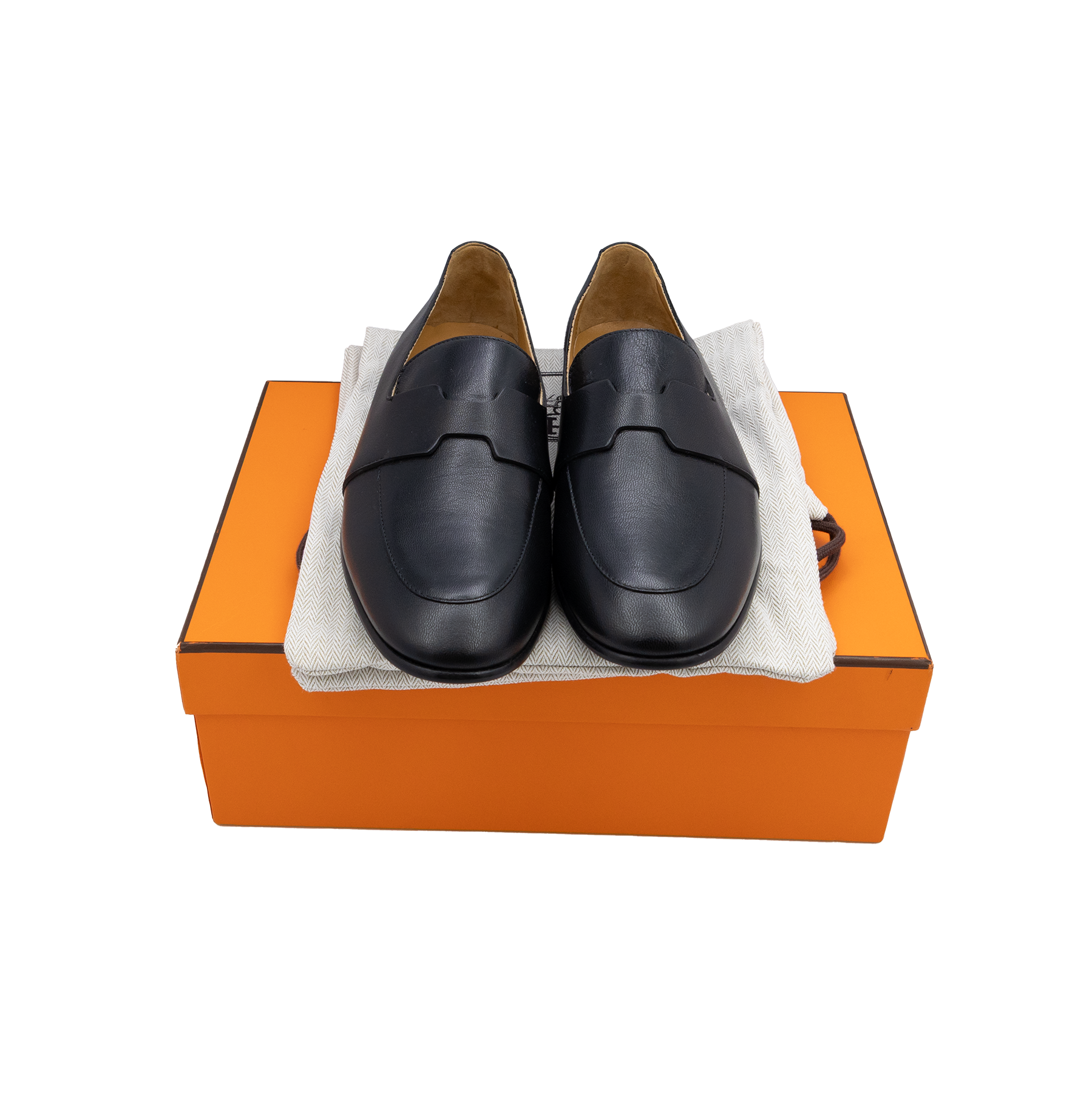 Hermes Black Leather Ancora Slip On Loafers - Size 38 