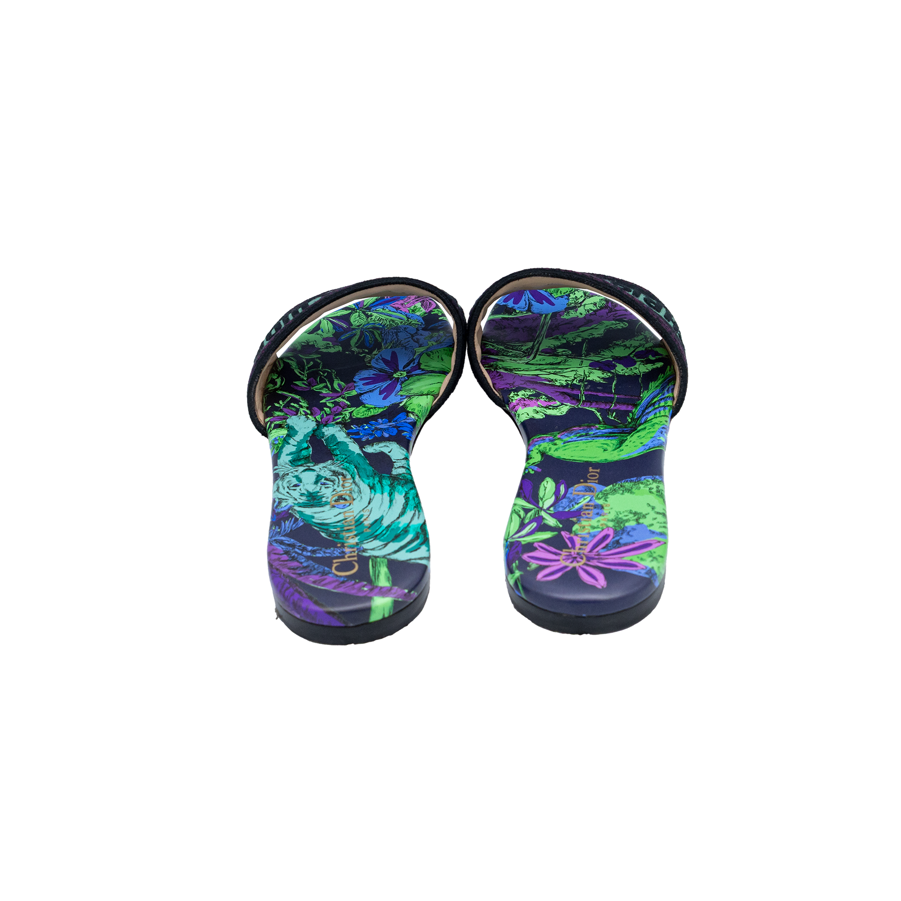 Dior Multicolor Canvas Dway Slide Sandals 38cm 