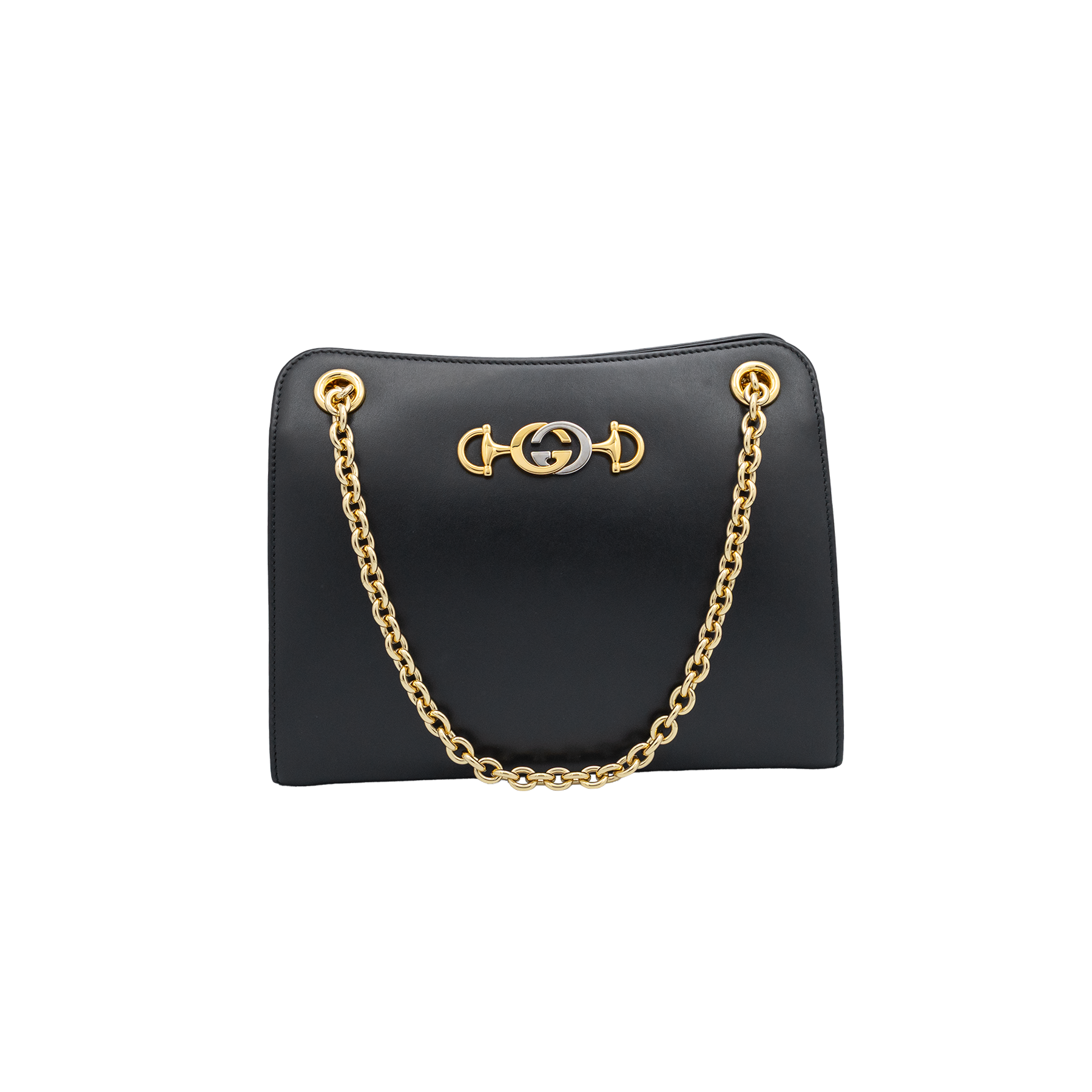Gucci Zumi Chain Shoulder Bag - Black Leather 
