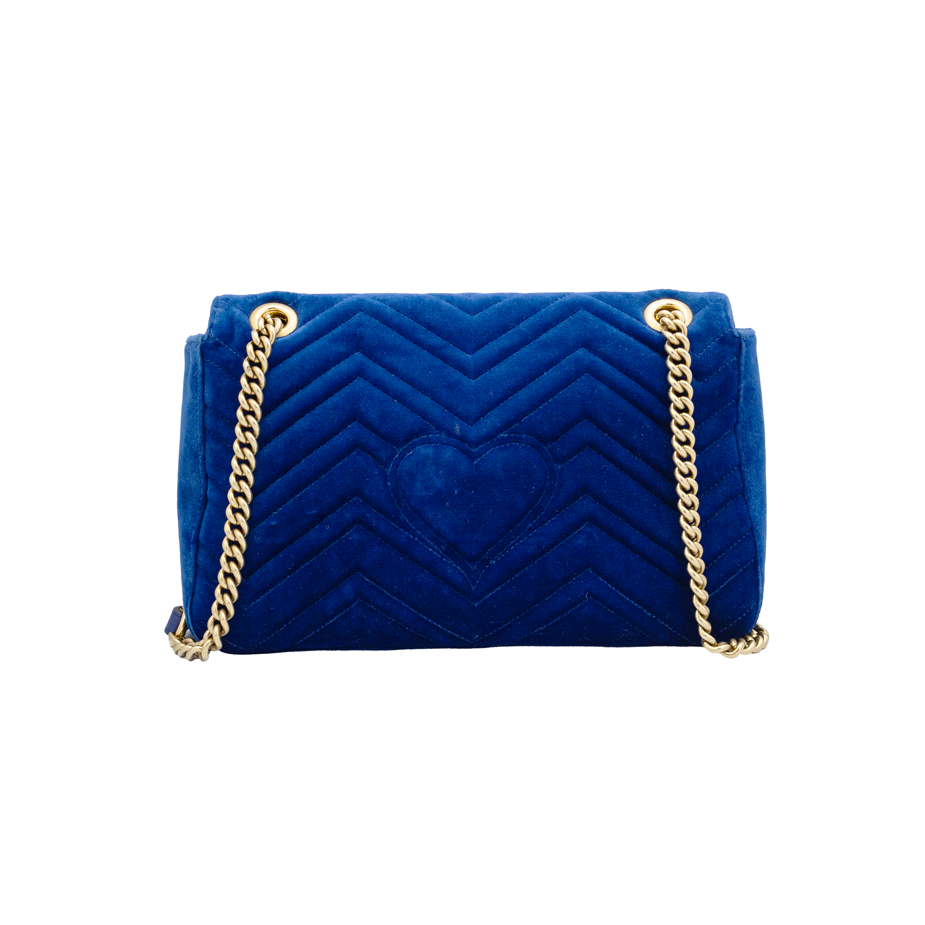 Gucci Blue Matelassé Velvet Floral Modern Embroidered GG Marmont Shoulder Bag 
