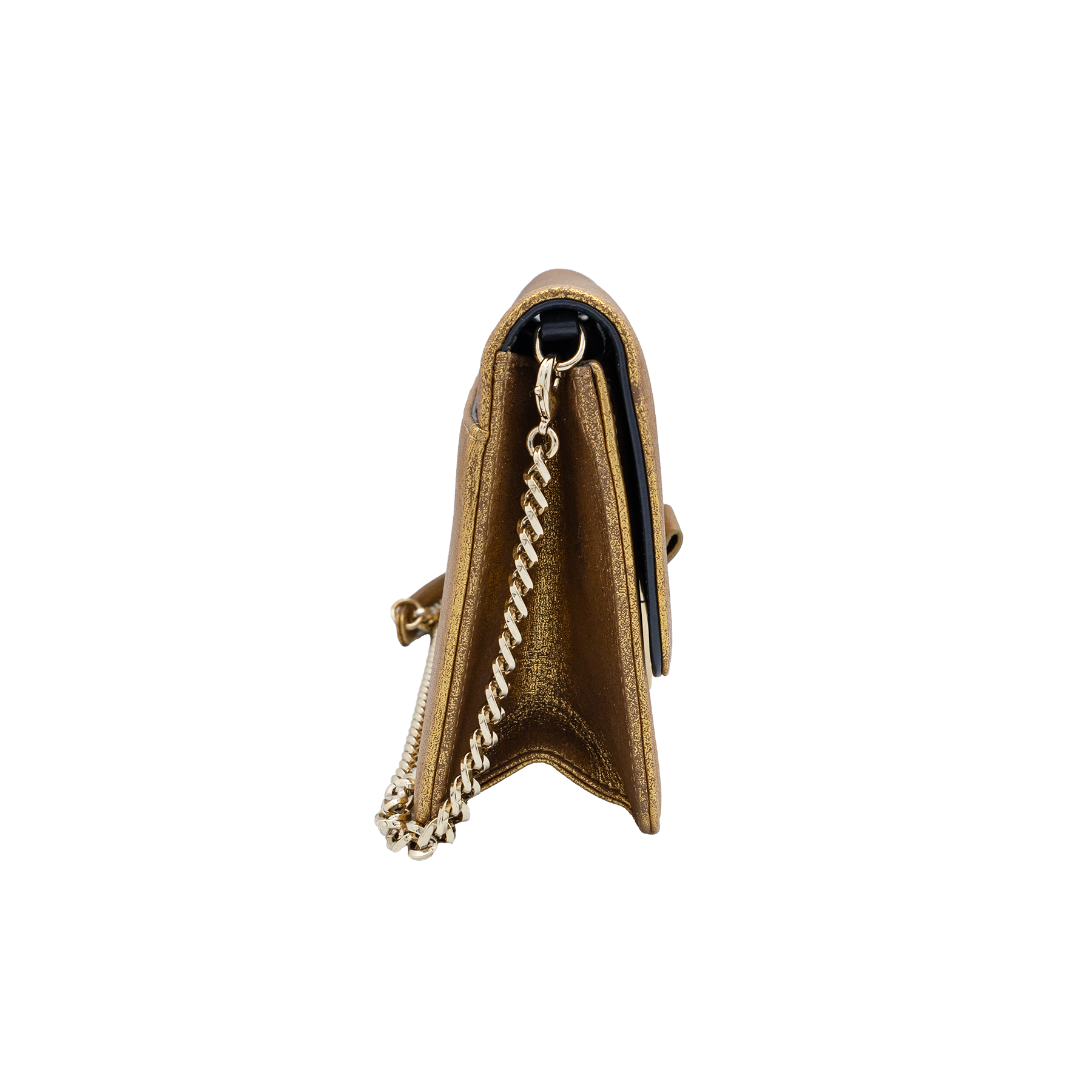 Dior Metallic Gold Crinkled Leather Miss Flap Shoulder Bag 