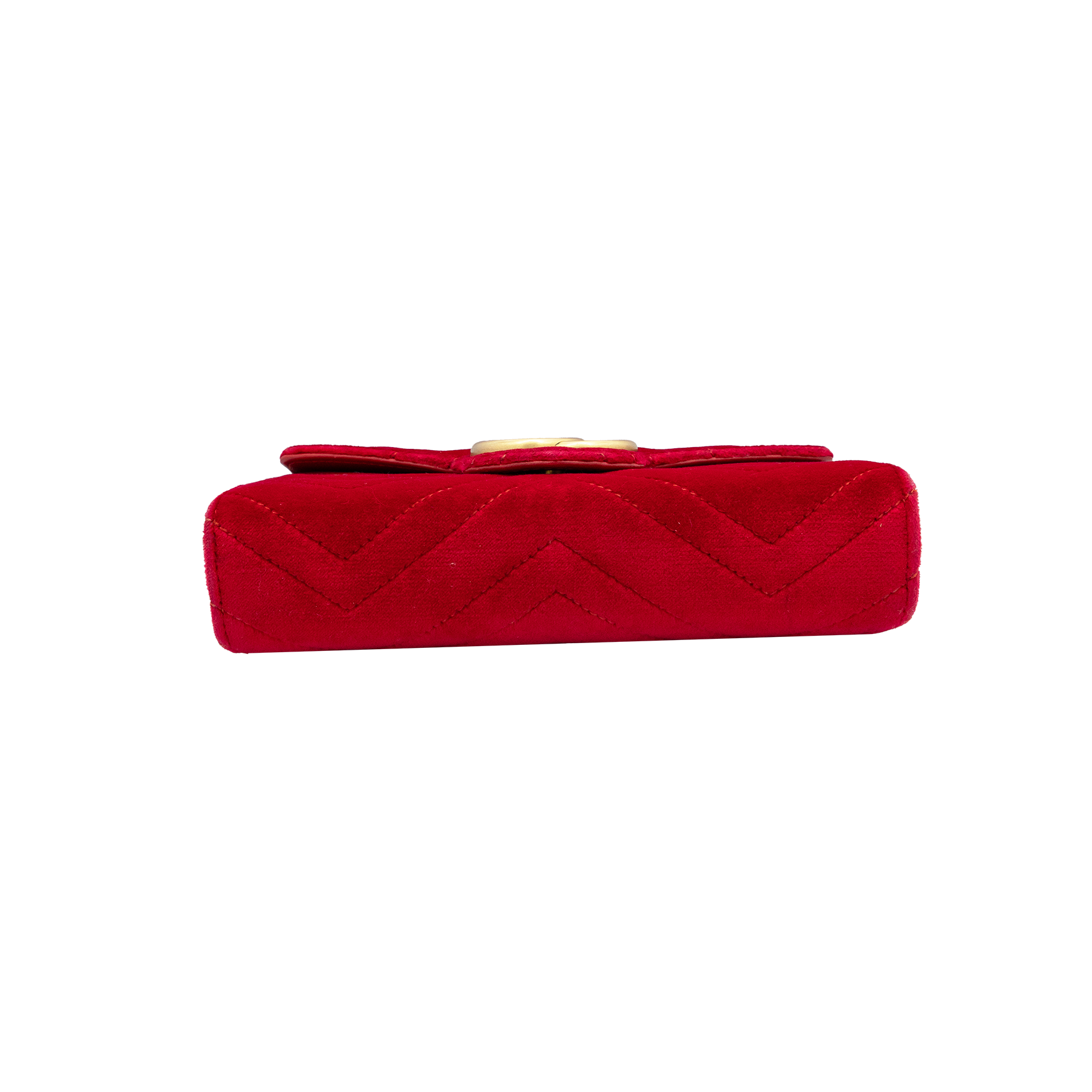 Gucci Red GG Marmont Velvet Matelassé Mini Chain Wallet 