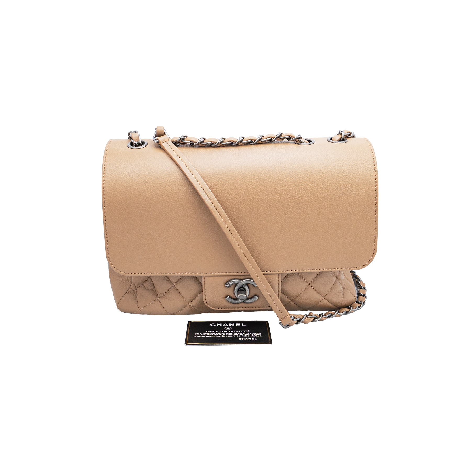 Chanel Taupe Grained Calfskin Quilted All About Flap Bag 