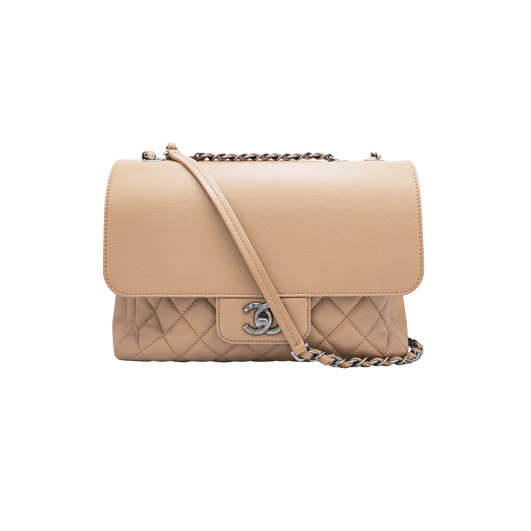 Chanel Taupe Grained Calfskin Quilted All About Flap Bag 